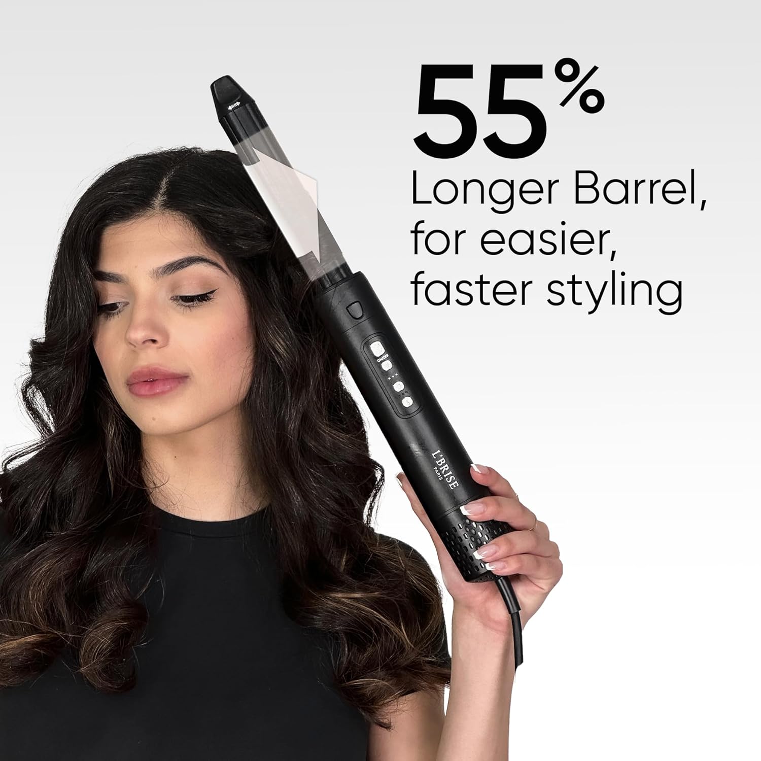 L’Brise Paris Air Wrap Hair Styler, 1.25 Inch, Hair Dryer, Curling Iron, & Hair Straightener in 1 Hair Styling Tool Without Heat Damage, Coanda Titanium Technology, 5 Attachments, Long Thick Barrel