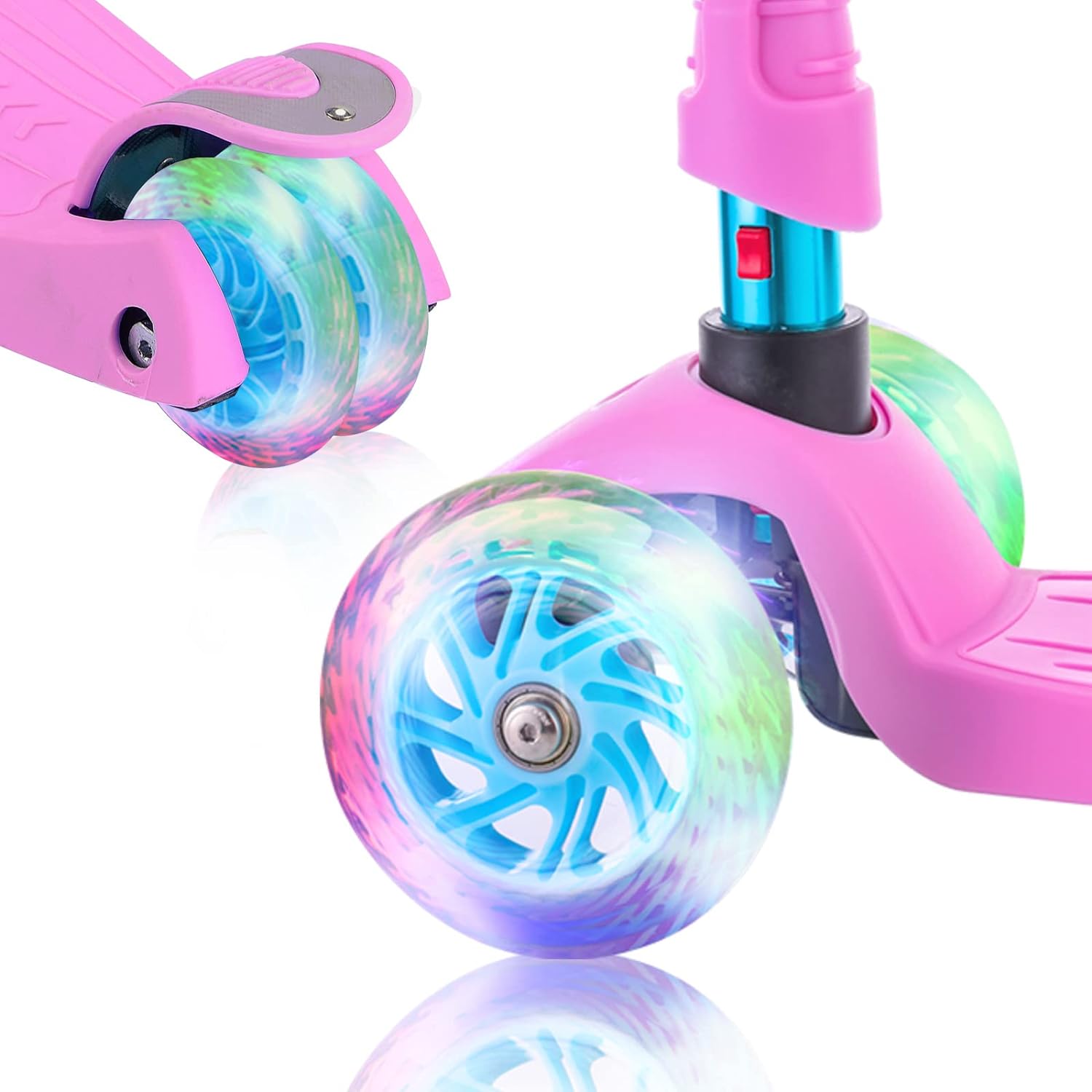 3 Wheel Scooter for Kids Ages 6-12,Kids Scooter with Light Up Wheels, Sturdy Deck Design, and 4 Height Adjustable Suitable for Kids Ages 3-12