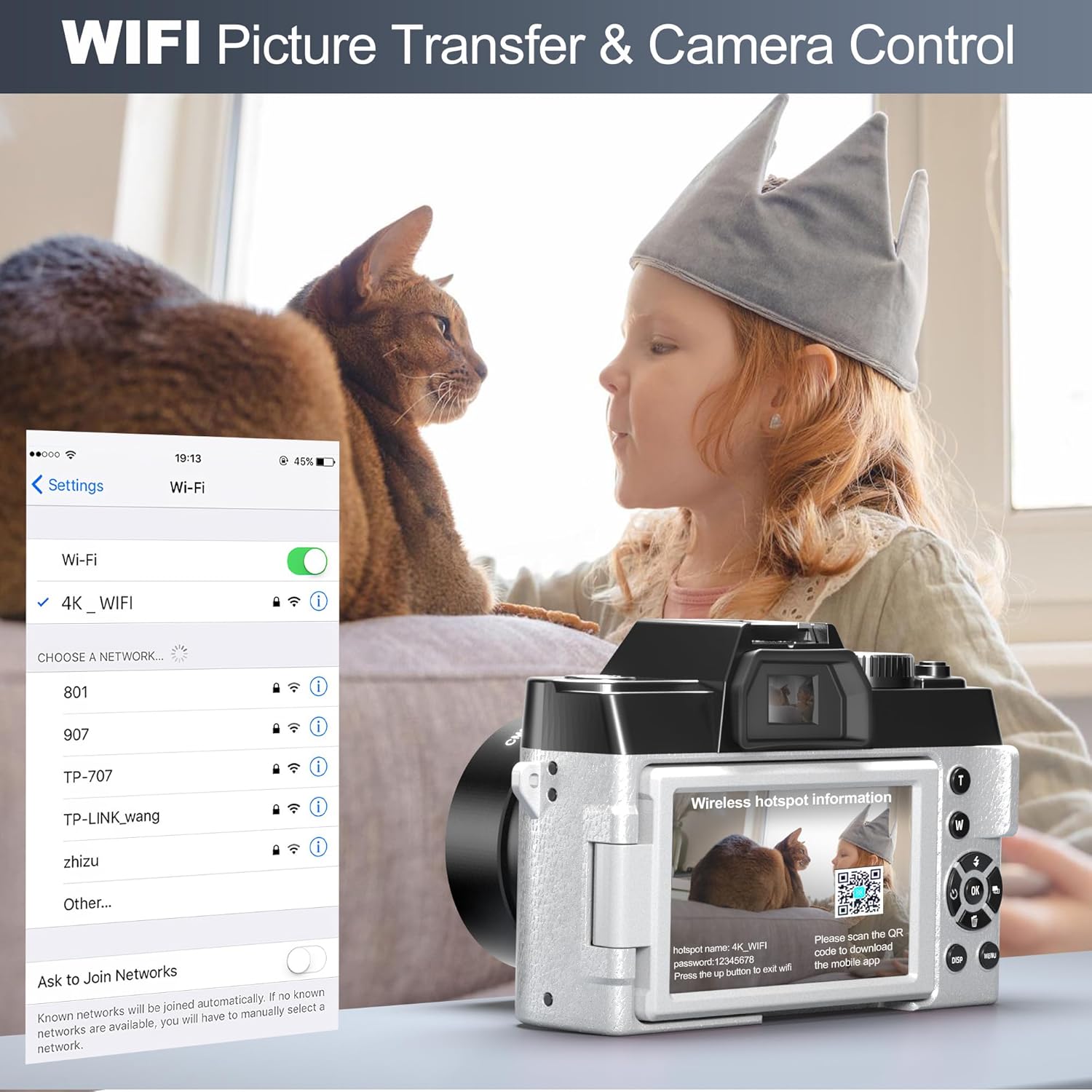 G-Anica Digital Camera, 48MP Cameras for Photography with WiFi & App Control, 4K Vlogging Camera for YouTube,Compact Camera,Perfect for Entry-Level Users and Beginners with Macro&Wide Lens-32GB Card