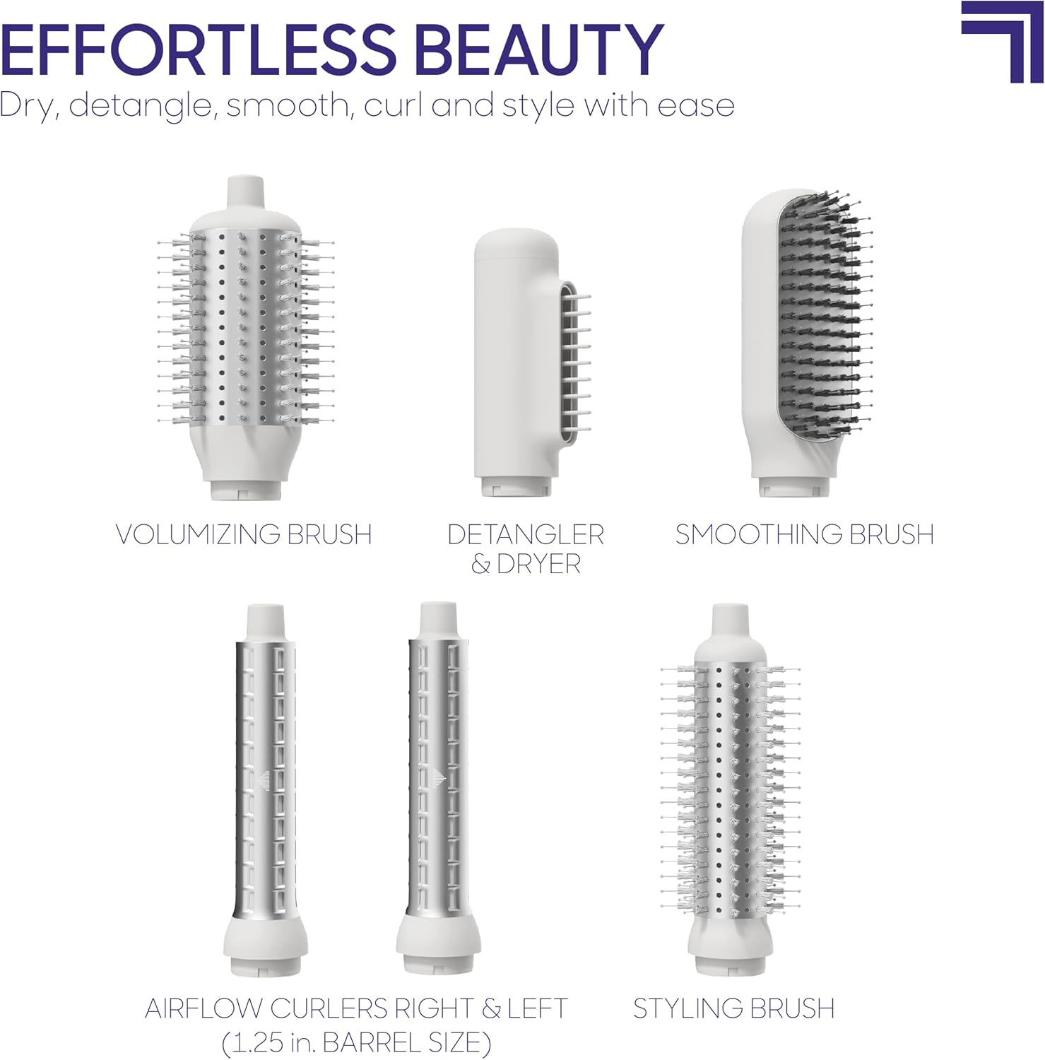 Sharper Image Revel Airflow Styler, 6-in-1 Hair Wrap Styling Tool, Curling Iron Wand, Detangler & Ionic Hair Dryer, Volumizing & Smoothing Hot Air Brush, Straight/Curly Hair Products, Beach Wave Curl