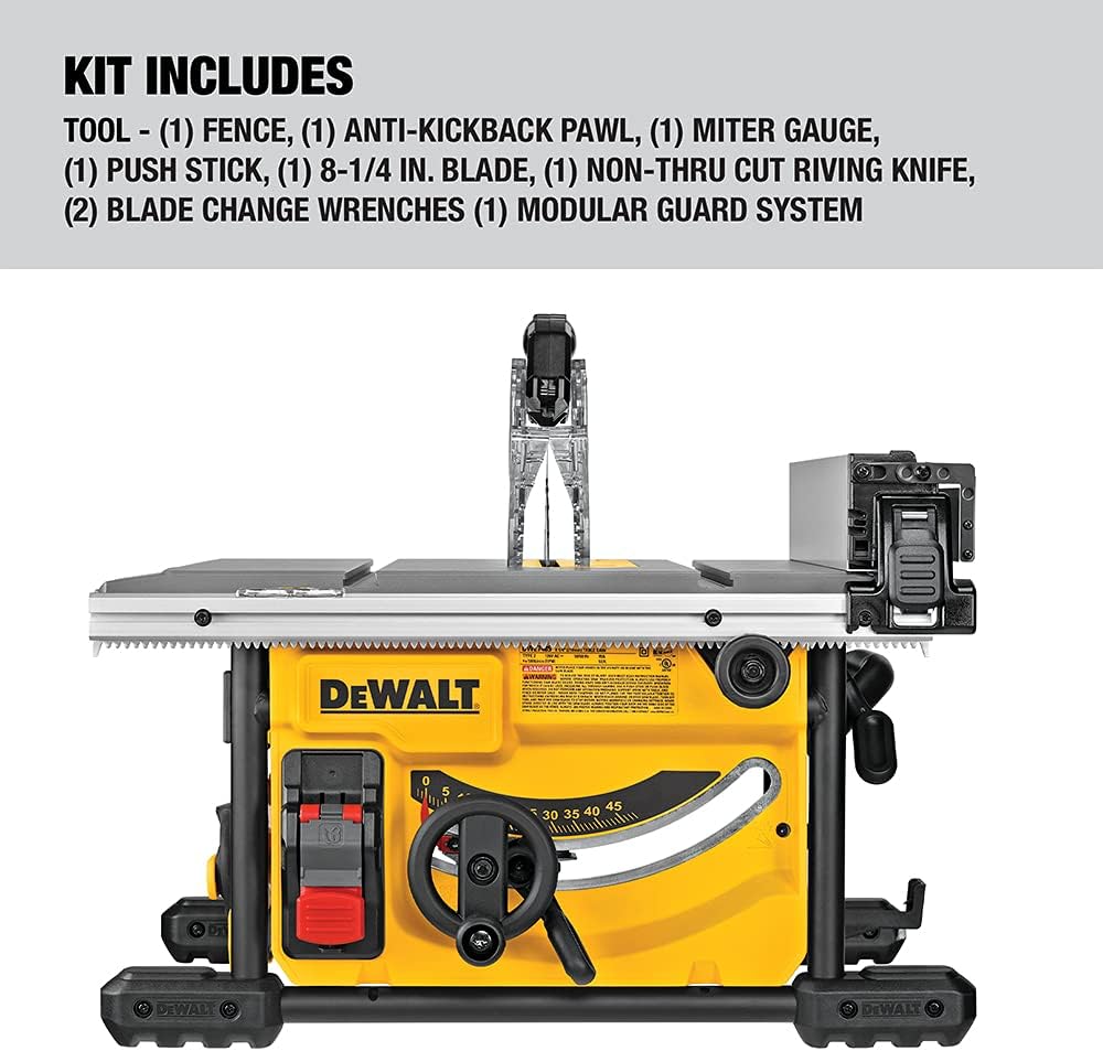 DEWALT Table Saw for Jobsites, 8-1/4 Inch, 15 Amp (DWE7485)