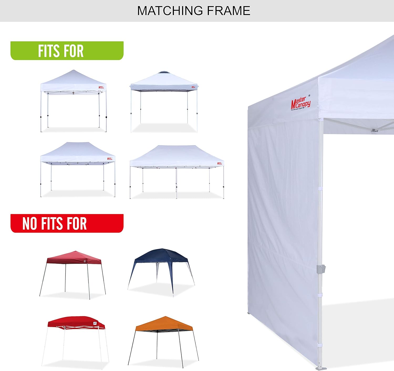 MASTERCANOPY Pop-up Canopy Sidewall Kit, 3 Sidewalls & 1 Doorwall Only Excluding top and Frame (10x10,Black)