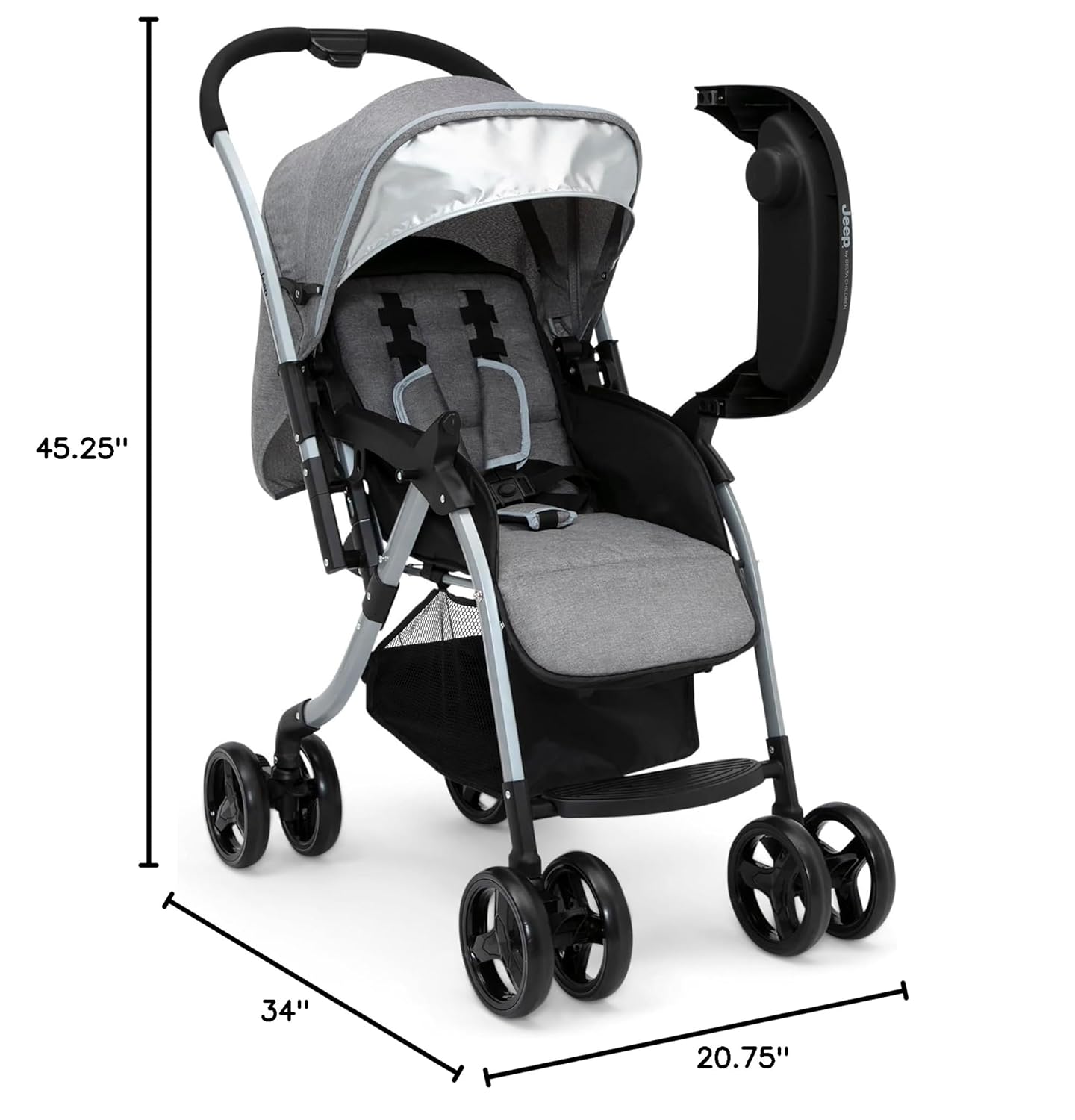 Jeep Unlimited Reversible Handle Stroller, Grey Tweed