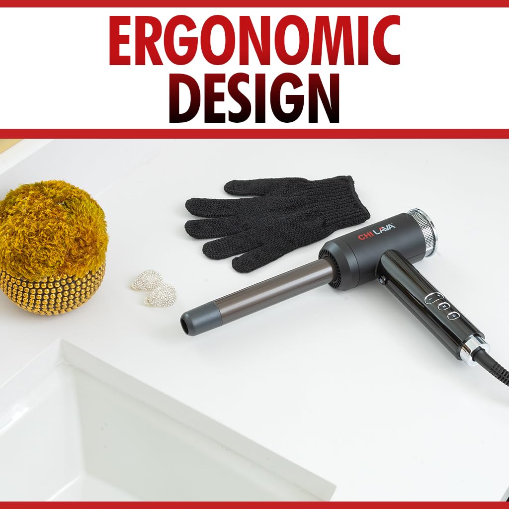 CHI Lava Curl Shot, Hair Curling Wand For Voluminous, Shiny & Long-Lasting Curls, Lower Temperature, Ergonomic, Comfortable Design For Easy Use