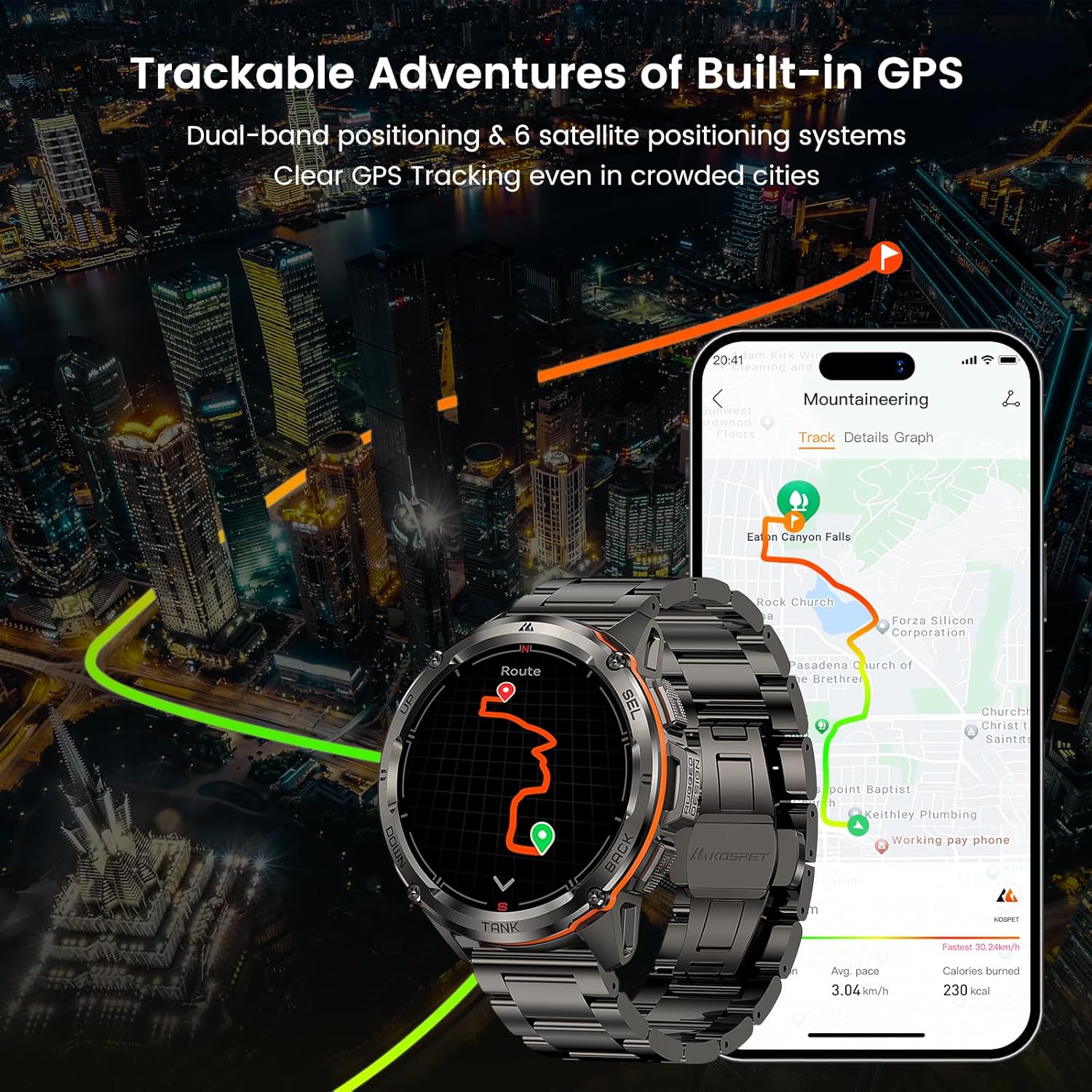 AMAZTIM GPS Smart Watch for Men, 6 Satellite Positioning, Compass, Stainless Steel Body, 50M Waterproof, 480mAh Extra-Large Battery, Answer/Make Call, 1.43 AMOLED Screen, Compatible for Android iOS