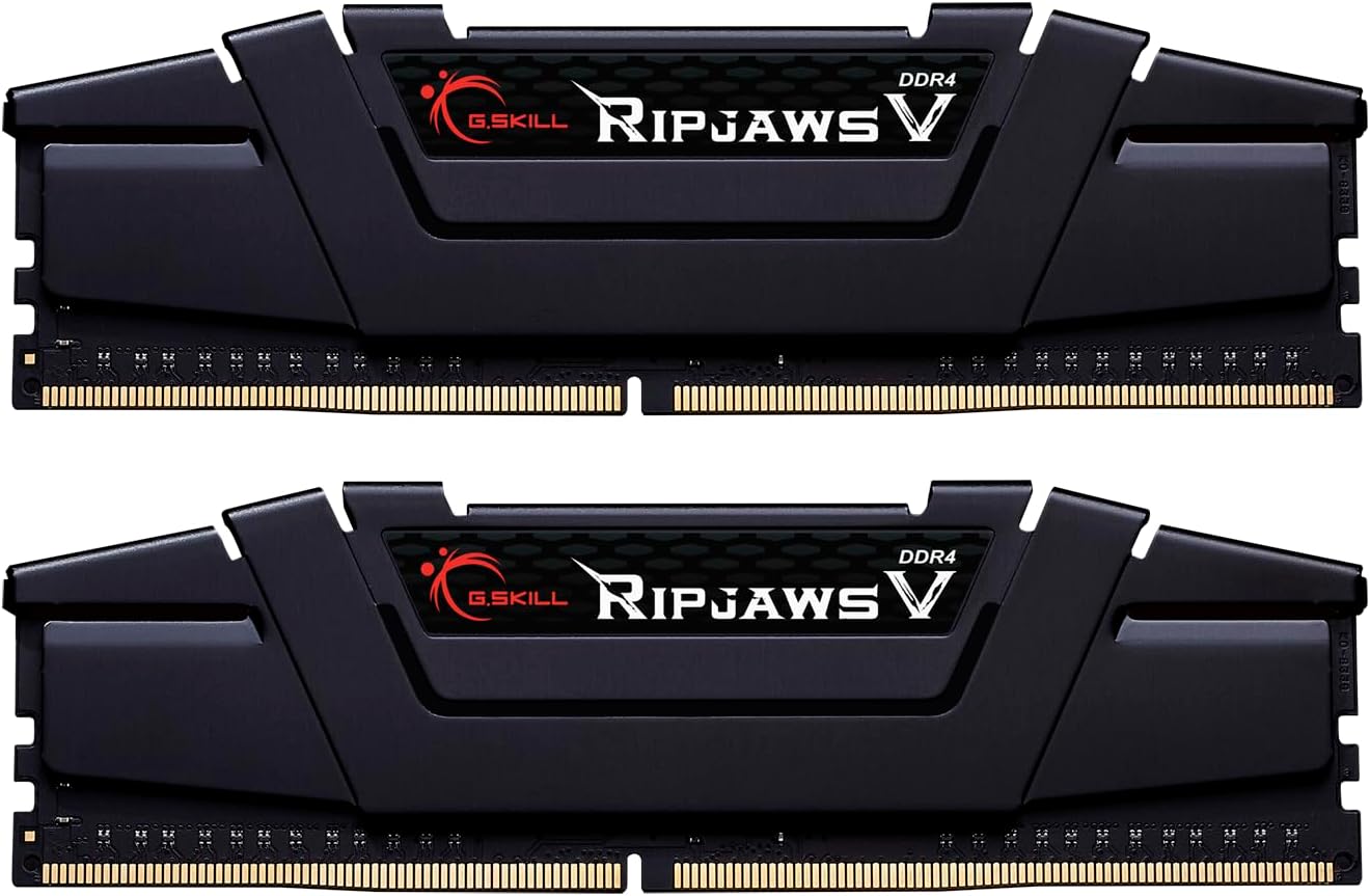 G.SKILL Ripjaws V Series (Intel XMP) DDR4 RAM 32GB (2x16GB) 3600MT/s CL18-22-22-42 1.35V Desktop Computer Memory UDIMM - Black (F4-3600C18D-32GVK)