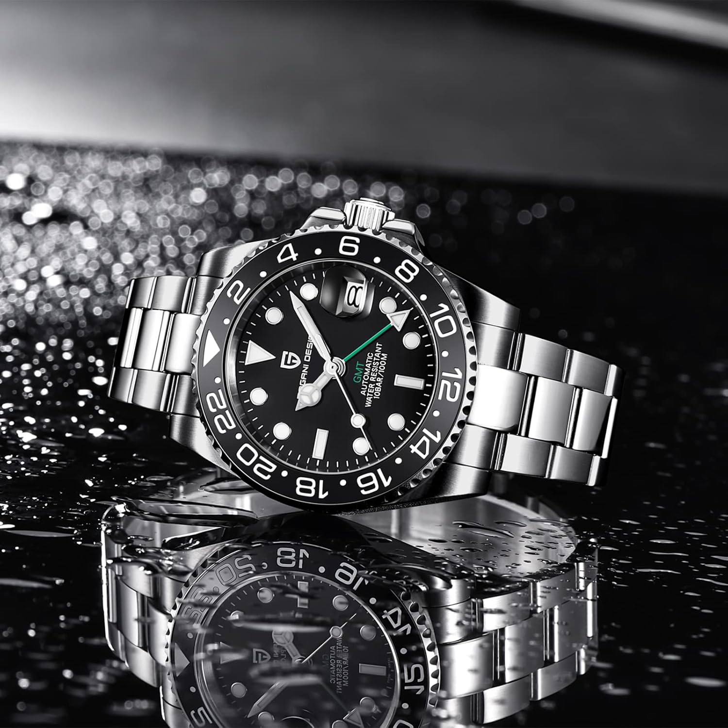 Men Watch Pagani Design GMT Watches for Men Automatic 40MM Date 100M Waterproof Stainless Steel Sapphire Glass Mechanical Wristwatches PD-1662