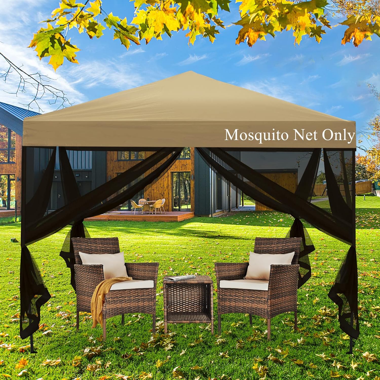 Mosquito Net with Zipper for Outdoor Camping Mosquito Net DIY Canopy Screen Wall Outdoor Mosquito Net for 10 x 10 Patio Gazebo and Tent