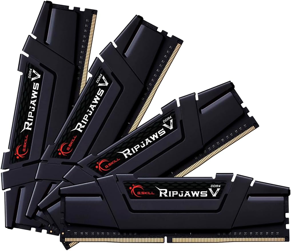 G.SKILL Ripjaws V Series (Intel XMP) DDR4 RAM 32GB (2x16GB) 3600MT/s CL18-22-22-42 1.35V Desktop Computer Memory UDIMM - Black (F4-3600C18D-32GVK)