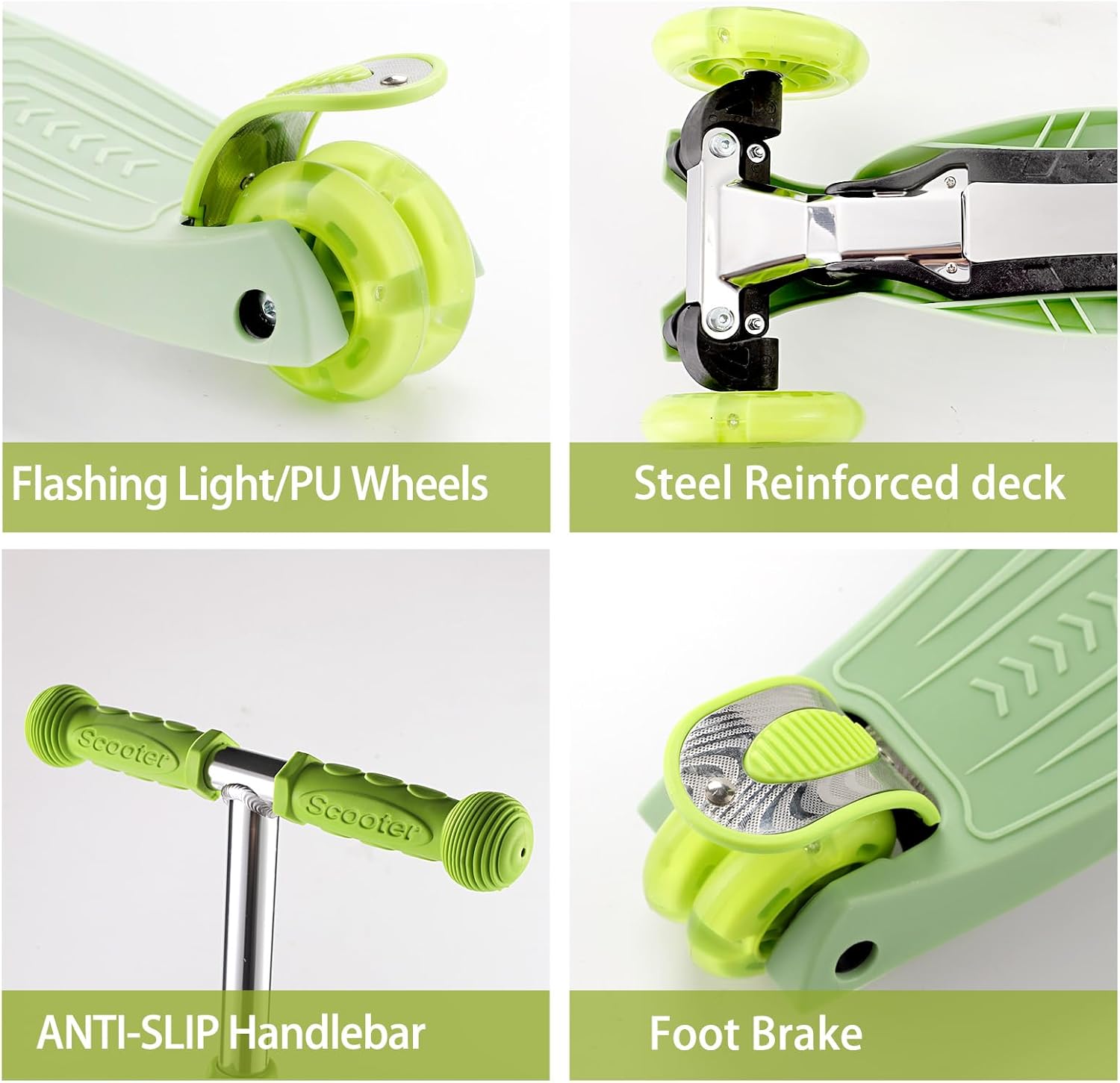 3 Wheel Scooter for Kids Ages 6-12,Kids Scooter with Light Up Wheels, Sturdy Deck Design, and 4 Height Adjustable Suitable for Kids Ages 3-12