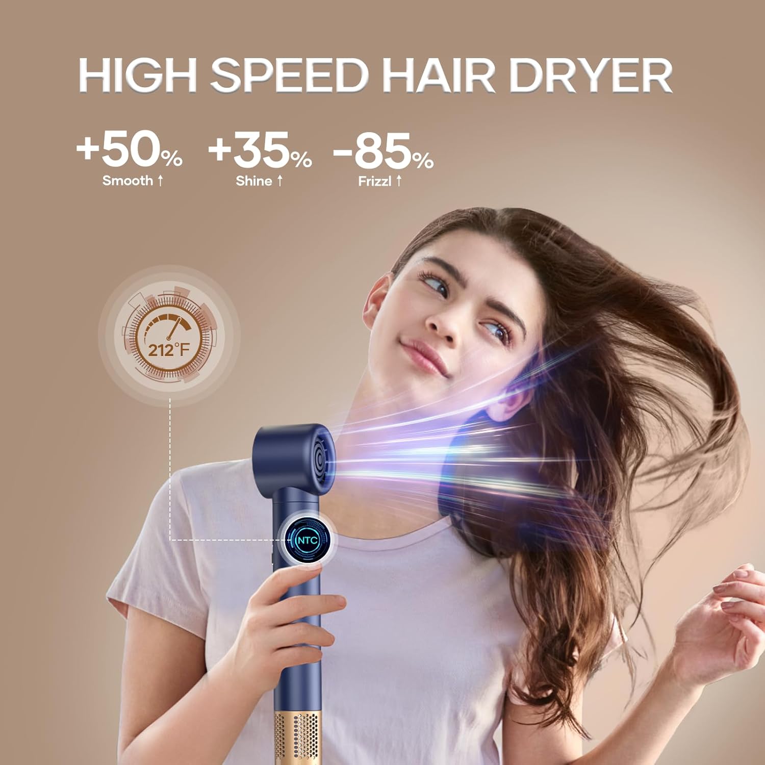 Hair Dryer Brush TECHMERI 6 in 1 Blow Dryer Brush Ions, Detachable Hair Styler Tools, Auto Wrap Curler, Hot Air Brush for Drying, Straightening and Volumizing