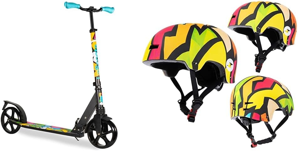 LaScoota Kick Scooter for Kids Ages 6+, Teens & Adults, Large 8 Sturdy Urethane Wheels. Adjustable Handlebar, Lightweight, Foldable, 220lbs Max Load