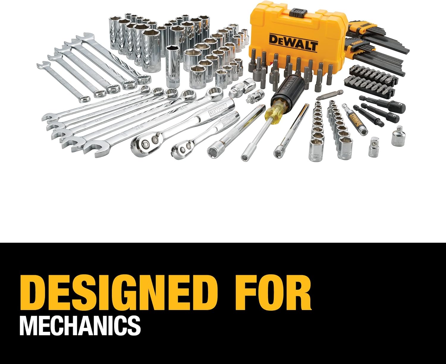 DEWALT Mechanics Tools Kit and Socket Set, 142-Piece, 1/4 & 3/8 Drive, MM/SAE (DWMT73802)