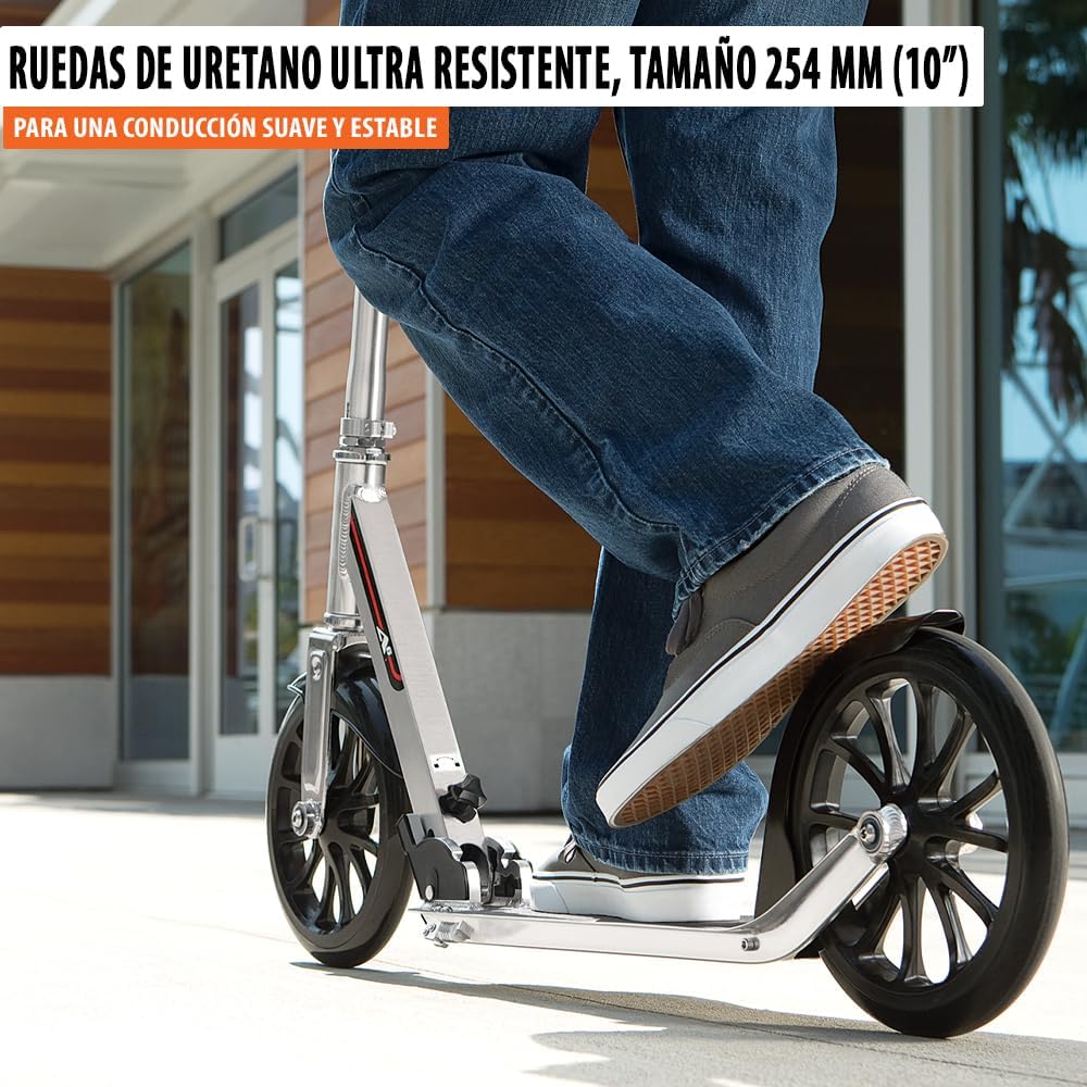 Razor A6 Kick Scooter for Kids Ages 8+ - Extra-Tall Handlebars & Longer Deck, 10 Urethane Wheels, Anti-Rattle Technology, for Riders Up to 220 lbs