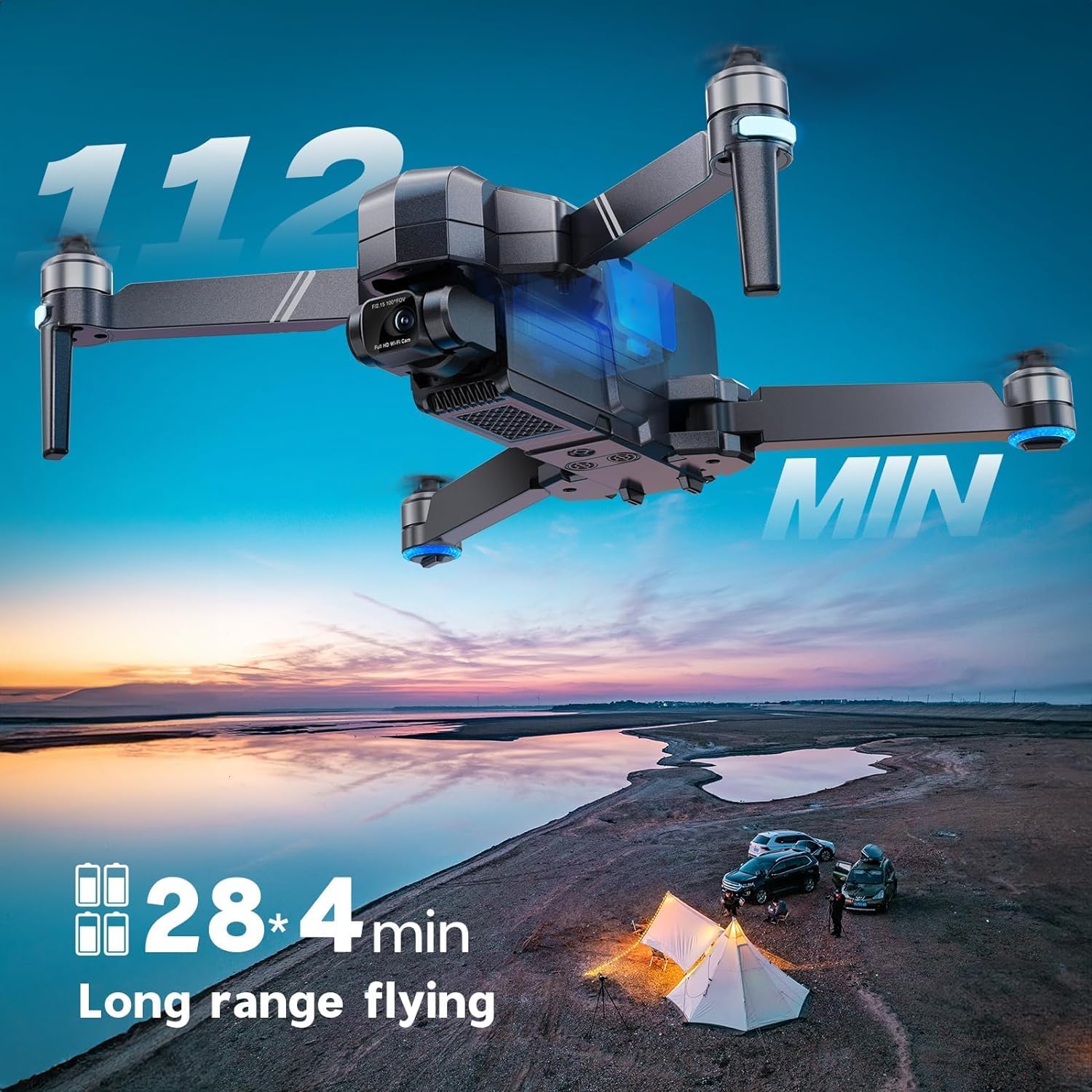 Ruko U11PRO - Primer dron con cámara para adultos, 4K UHD, compatible con identificación remota FAA, tiempo de vuelo de 52 minutos, 2 baterías, retorno automático GPS, modo interior-exterior,