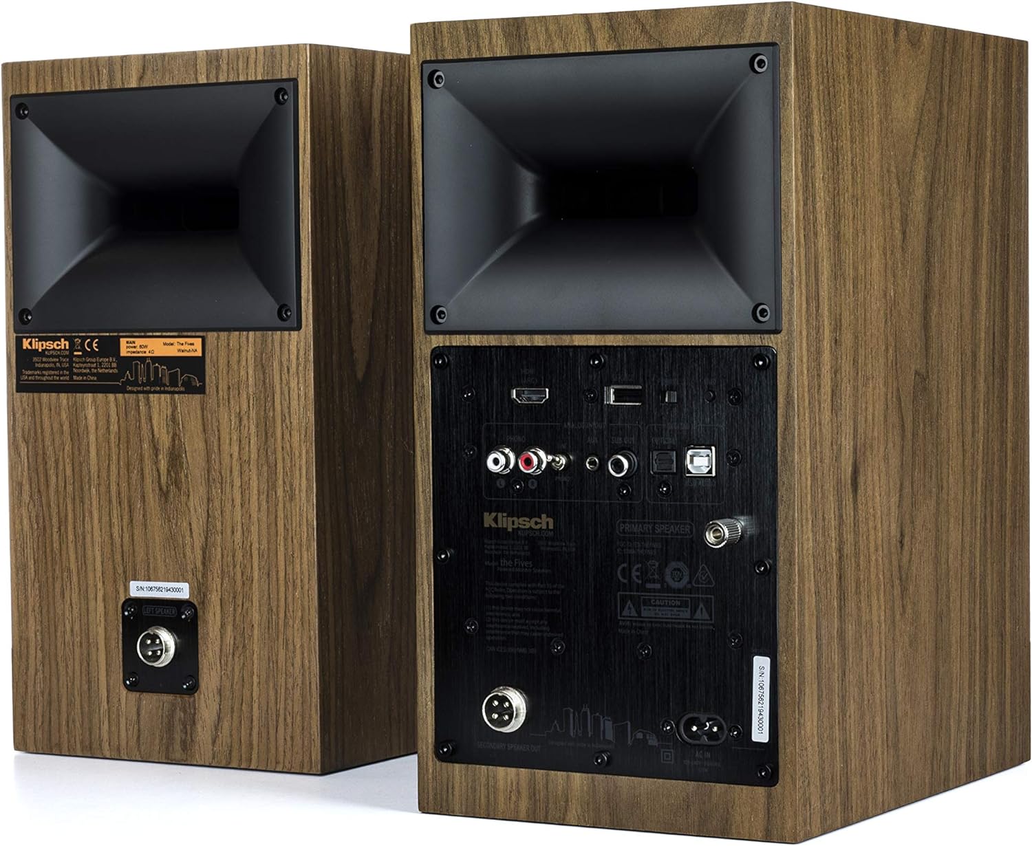 Klipsch The Fives Powered Bookshelf Speakers with HDMI-ARC in Walnut
