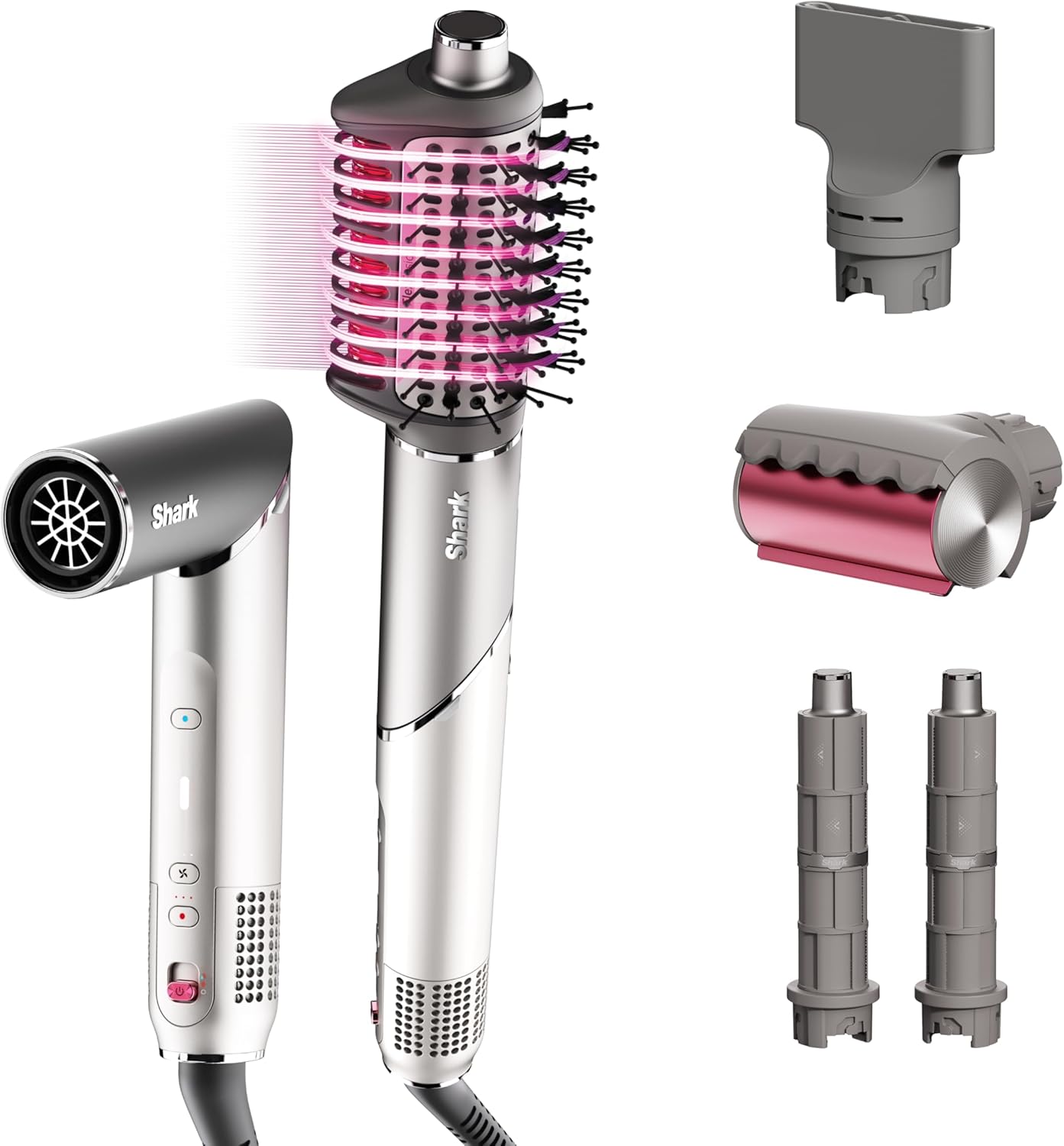 Shark FlexStyle Hair Dryer & Powerful Styling System with 6-Piece Hair Styling Tools, Paddle Brush, Curl-Defining Hair Diffuser, Auto-Wrap Curlers, Styling Concentrator, Oval Brush &, Black, HD440BK