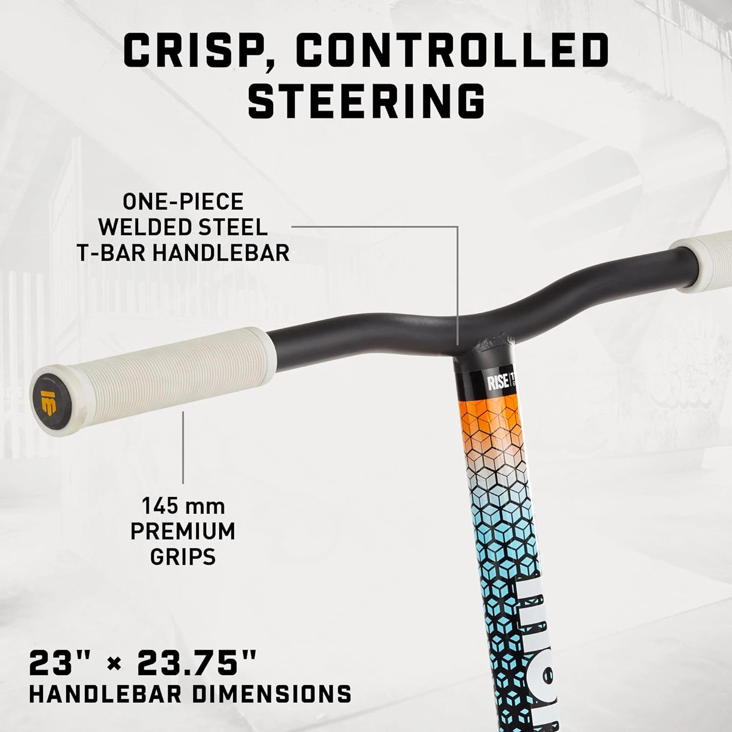 Mongoose Rise Freestyle Stunt Trick Scooter, For Kids Youth Adult Men Women Ages 8 Up, Lightweight Alloy Deck & Heavy-Duty Frame Up to 220 lbs., Bike-Style Grip, T-Bar Handlebar and High Impact Wheels