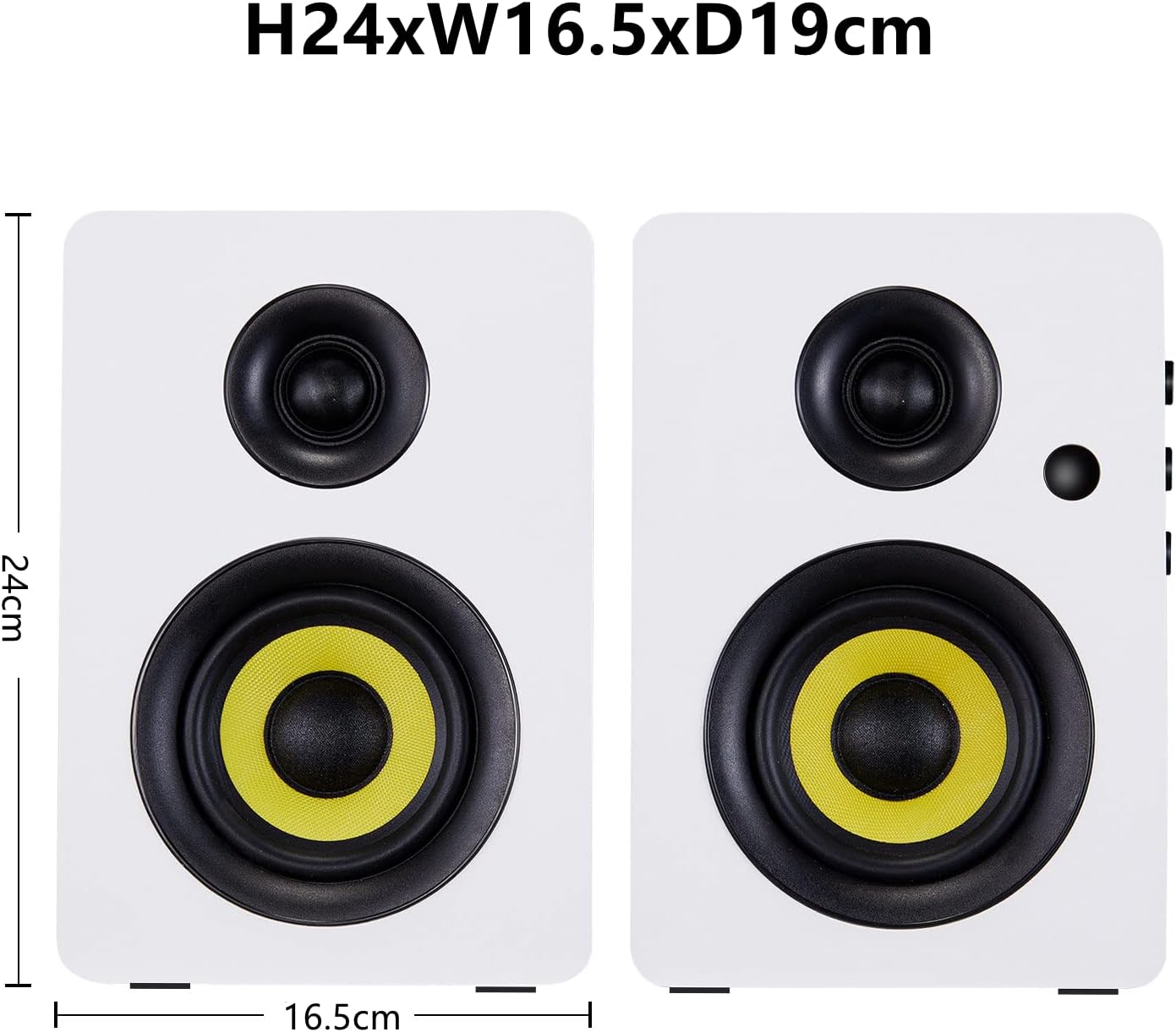 SW208 3 Active Bluetooth 5.0 Bookshelf Speakers – 60W Carbon Fiber Speaker Unit - Built-in 24bit DAC Dynamic 3D Surround Sound 2.0 Computer PC Monitor Gaming (Pair, White)