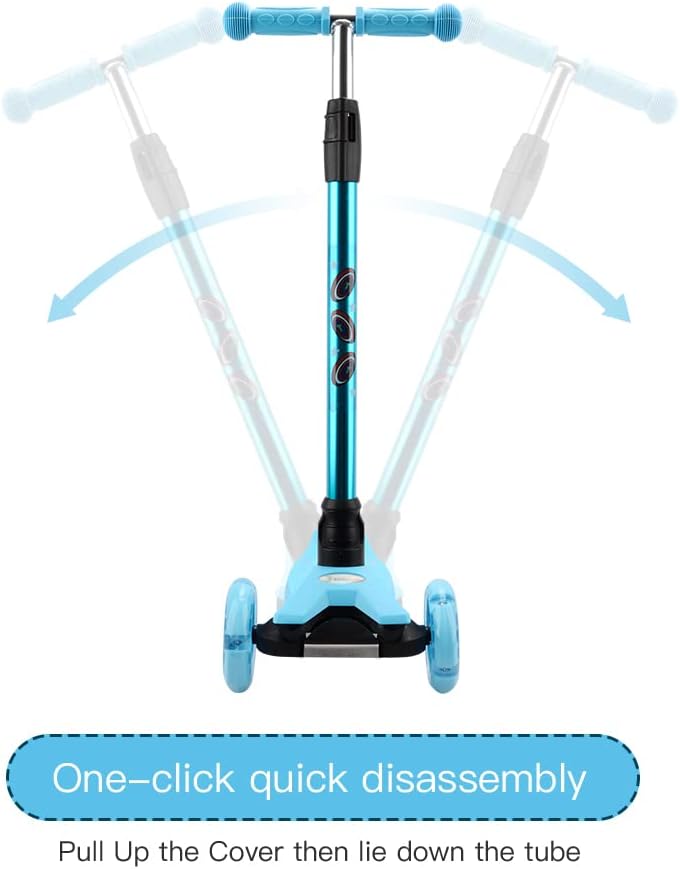 3 Wheel Scooter for Kids Ages 6-12,Kids Scooter with Light Up Wheels, Sturdy Deck Design, and 4 Height Adjustable Suitable for Kids Ages 3-12