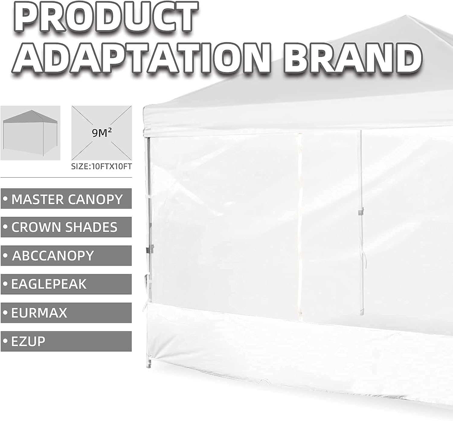 MordenApe Clear Sidewall, Transparent Canopy Walls, Canopy Side Wall for 10x10 Pop Up Canopy - Straight Leg, Outdoor Instant Canopies Sidewall,1 Pack (Navy)