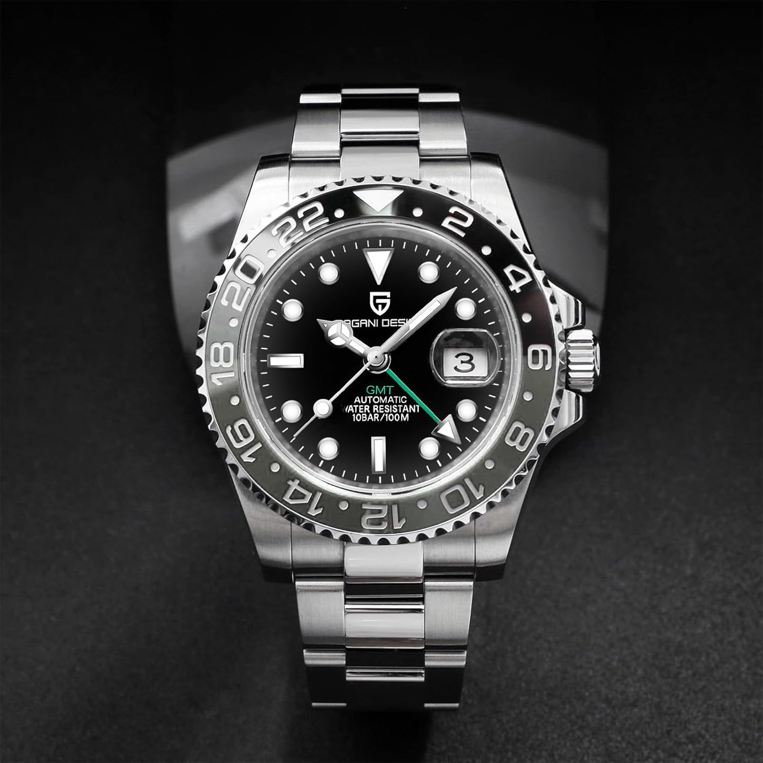 Men Watch Pagani Design GMT Watches for Men Automatic 40MM Date 100M Waterproof Stainless Steel Sapphire Glass Mechanical Wristwatches PD-1662