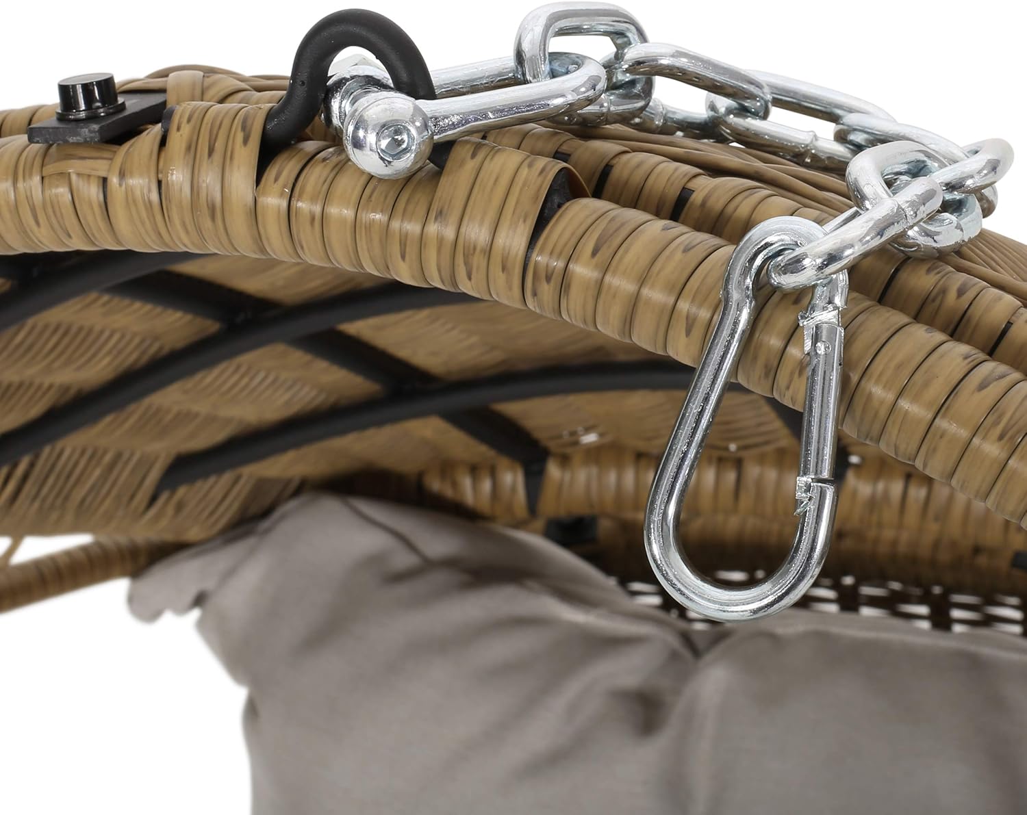 Christopher Knight Home Becky Wicker Hanging Chair with Cushion (Stand Not Included), White, Green