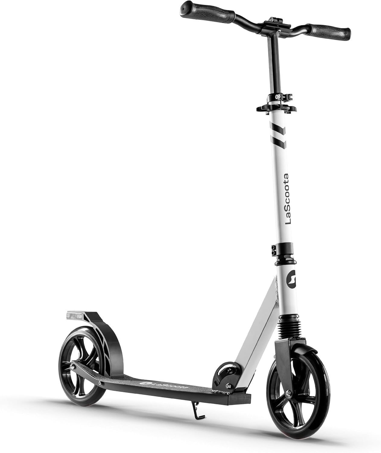 LaScoota Kick Scooter for Kids Ages 6+, Teens & Adults, Large 8 Sturdy Urethane Wheels. Adjustable Handlebar, Lightweight, Foldable, 220lbs Max Load