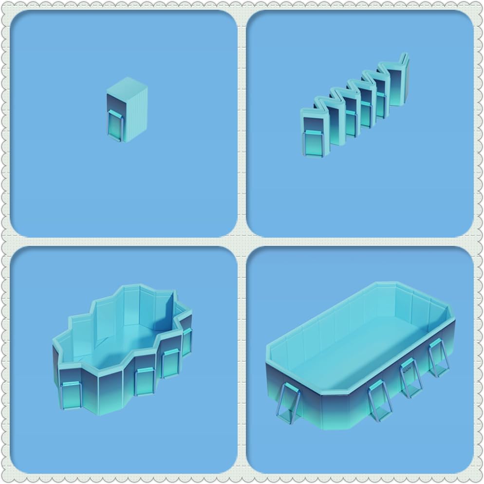 Foldable Pool for Kids and Adults Non Inflatable Pool Outdoor Swimming Ice Blue Kiddie Pools Thickened Support Dog Pool Garden Backyard