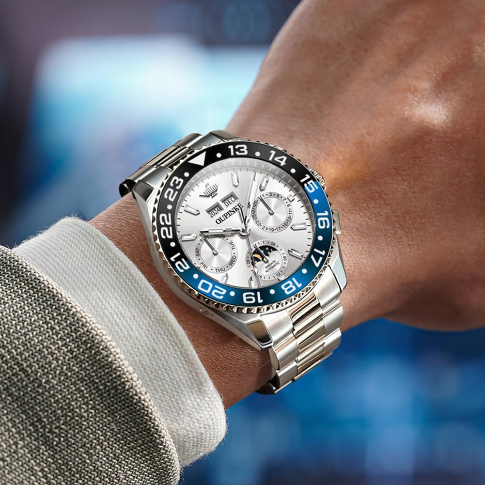 OUPINKE Men's Automatic Watch Self Winding Mechanical Luxury Wrist Watch Sapphire Crystal Tungsten Steel