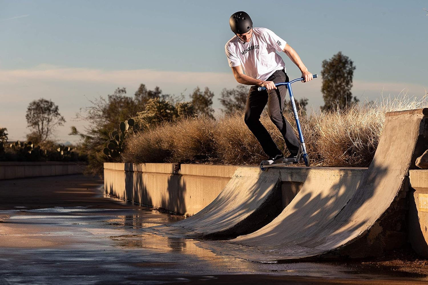 Mongoose Rise Freestyle Stunt Trick Scooter, For Kids Youth Adult Men Women Ages 8 Up, Lightweight Alloy Deck & Heavy-Duty Frame Up to 220 lbs., Bike-Style Grip, T-Bar Handlebar and High Impact Wheels