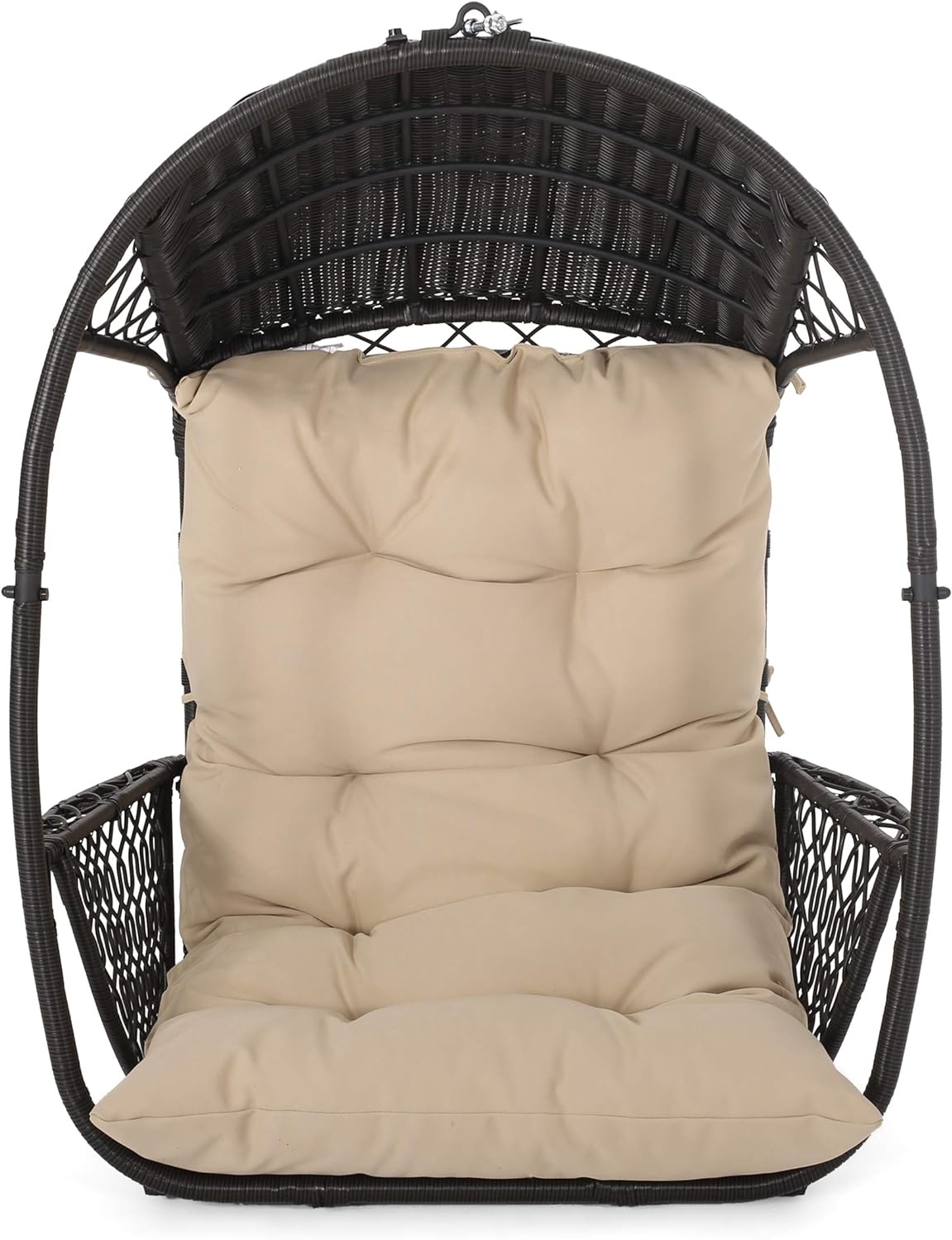 Christopher Knight Home Becky Wicker Hanging Chair with Cushion (Stand Not Included), White, Green