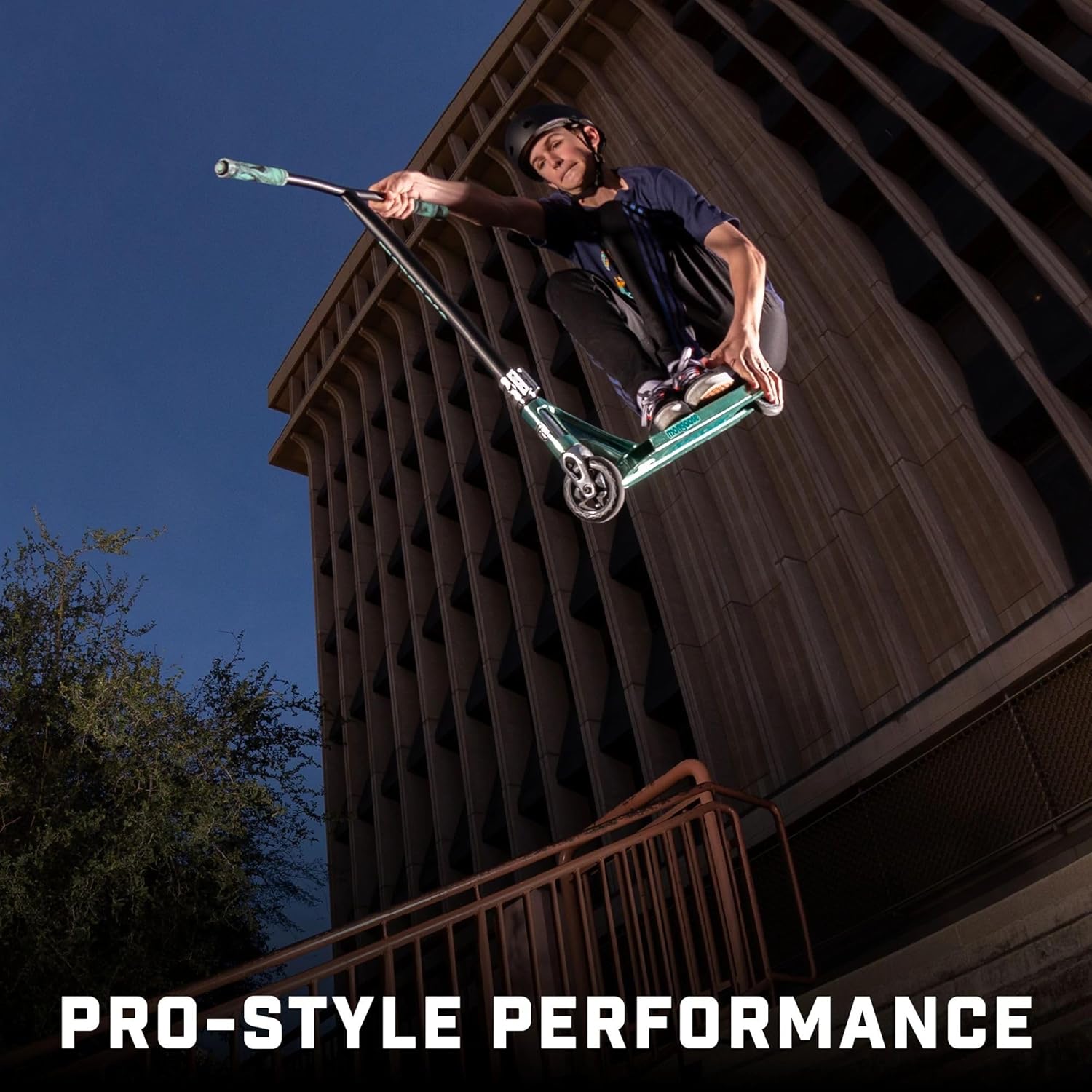 Mongoose Rise Freestyle Stunt Trick Scooter, For Kids Youth Adult Men Women Ages 8 Up, Lightweight Alloy Deck & Heavy-Duty Frame Up to 220 lbs., Bike-Style Grip, T-Bar Handlebar and High Impact Wheels