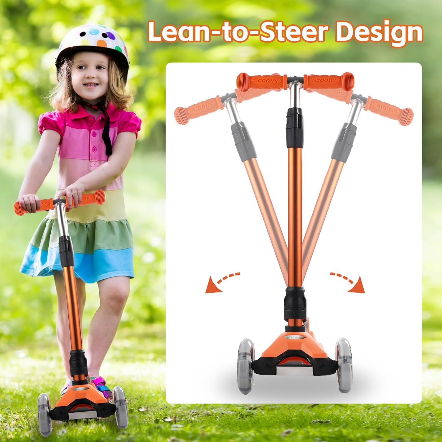 3 Wheel Scooter for Kids Ages 6-12,Kids Scooter with Light Up Wheels, Sturdy Deck Design, and 4 Height Adjustable Suitable for Kids Ages 3-12