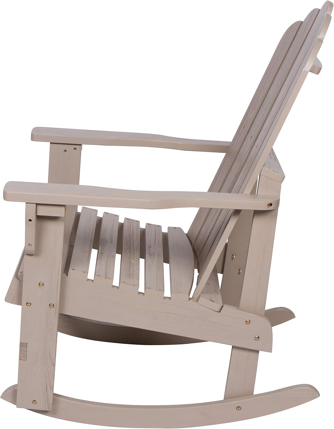 Shine Company Marina Adirondack Porch Rocker, Indoor Outdoor Wood Rocking Chair, Eggshell White