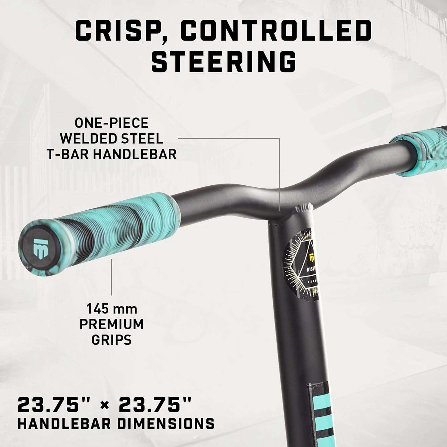 Mongoose Rise Freestyle Stunt Trick Scooter, For Kids Youth Adult Men Women Ages 8 Up, Lightweight Alloy Deck & Heavy-Duty Frame Up to 220 lbs., Bike-Style Grip, T-Bar Handlebar and High Impact Wheels