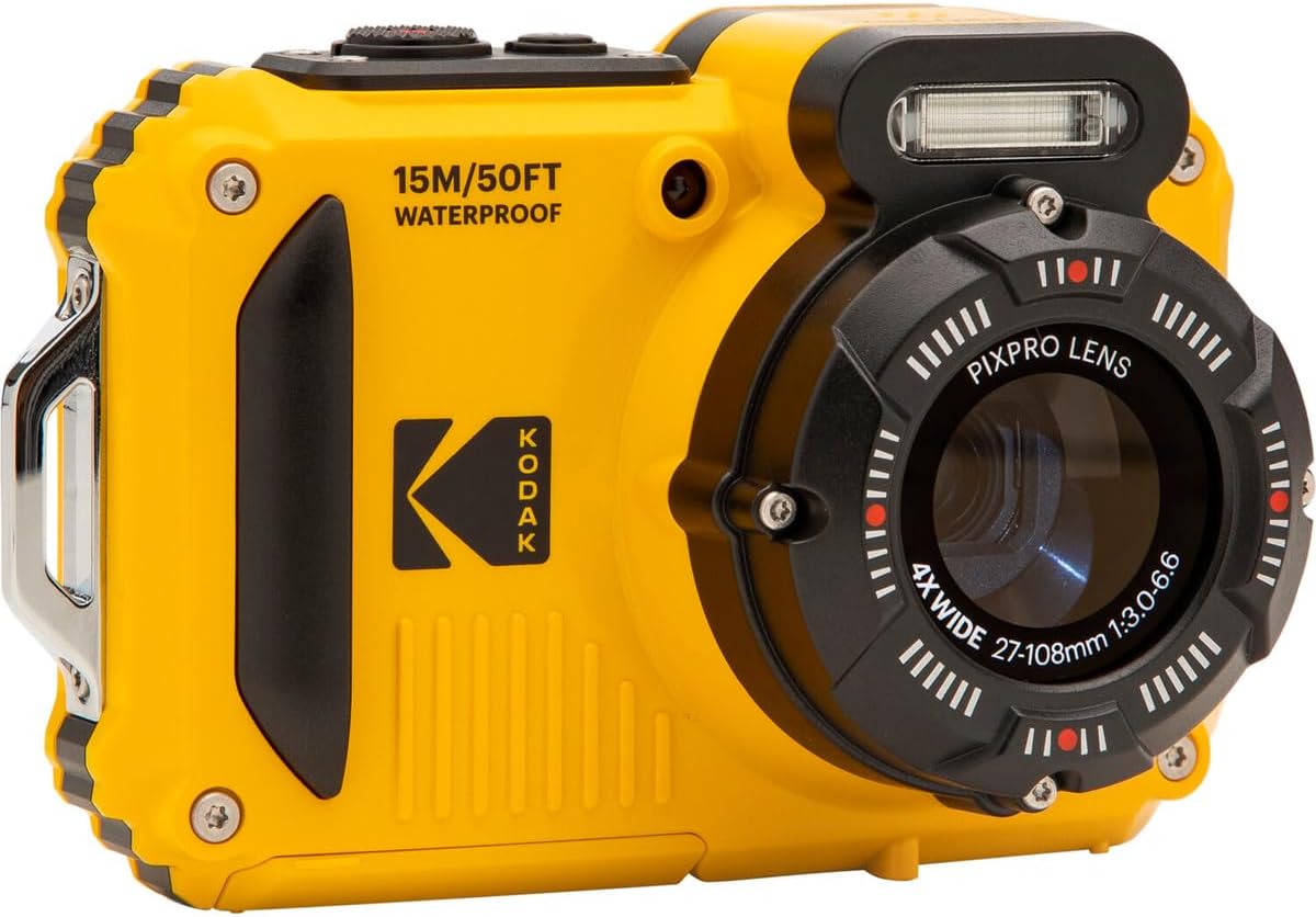 KODAK PIXPRO WPZ2 Rugged Waterproof Shockproof Dustproof WiFi Digital Camera 16MP 4X Optical Zoom 1080P Full HD Video Vlogging Camera 2.7 LCD (Yellow)