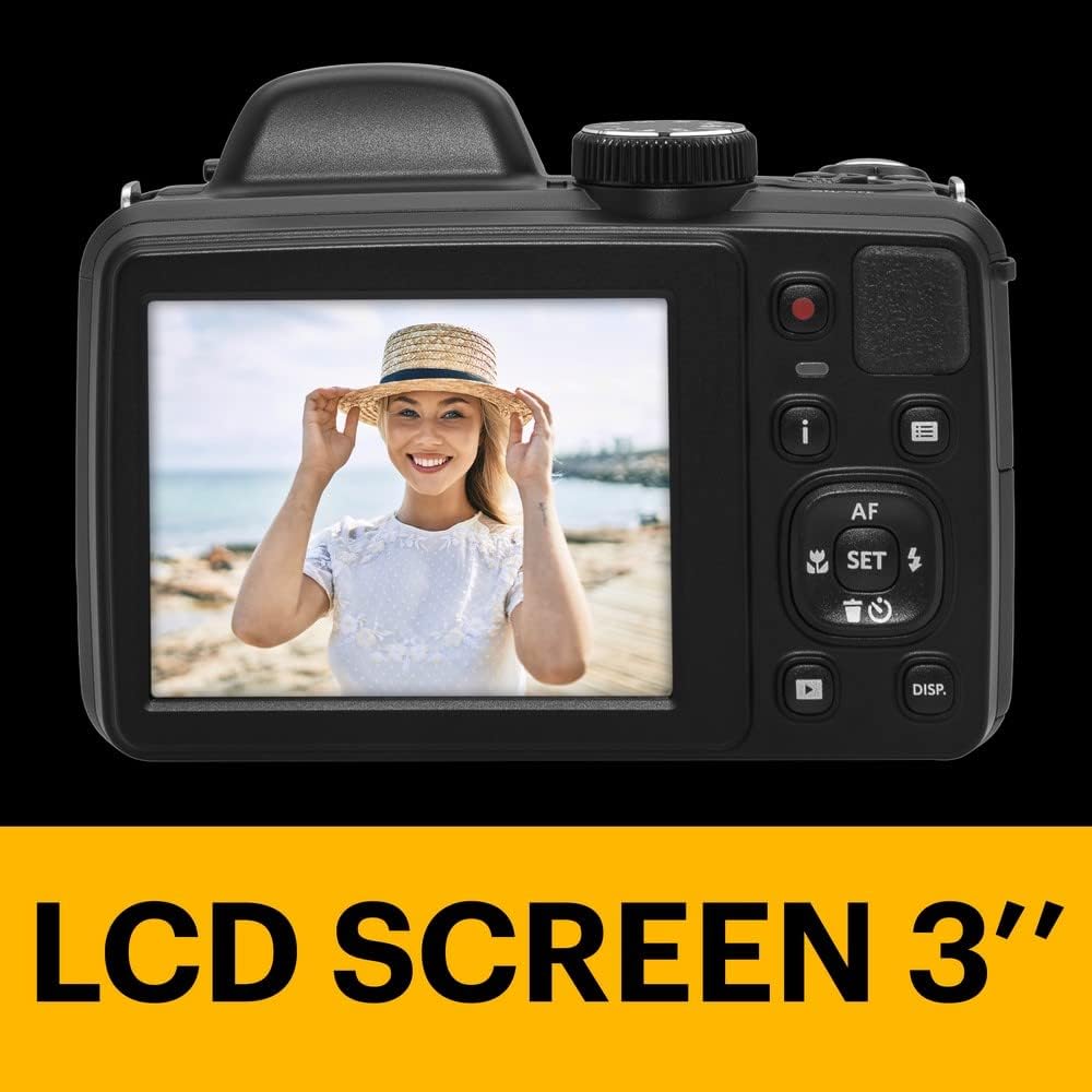 KODAK PIXPRO AZ425-BK 20MP Digital Camera 42X Optical Zoom 24mm Wide Angle Lens 1080P Full HD Video Optical Image Stabilization Li-Ion Battery 3 LCD Vlogging Camera (Black)