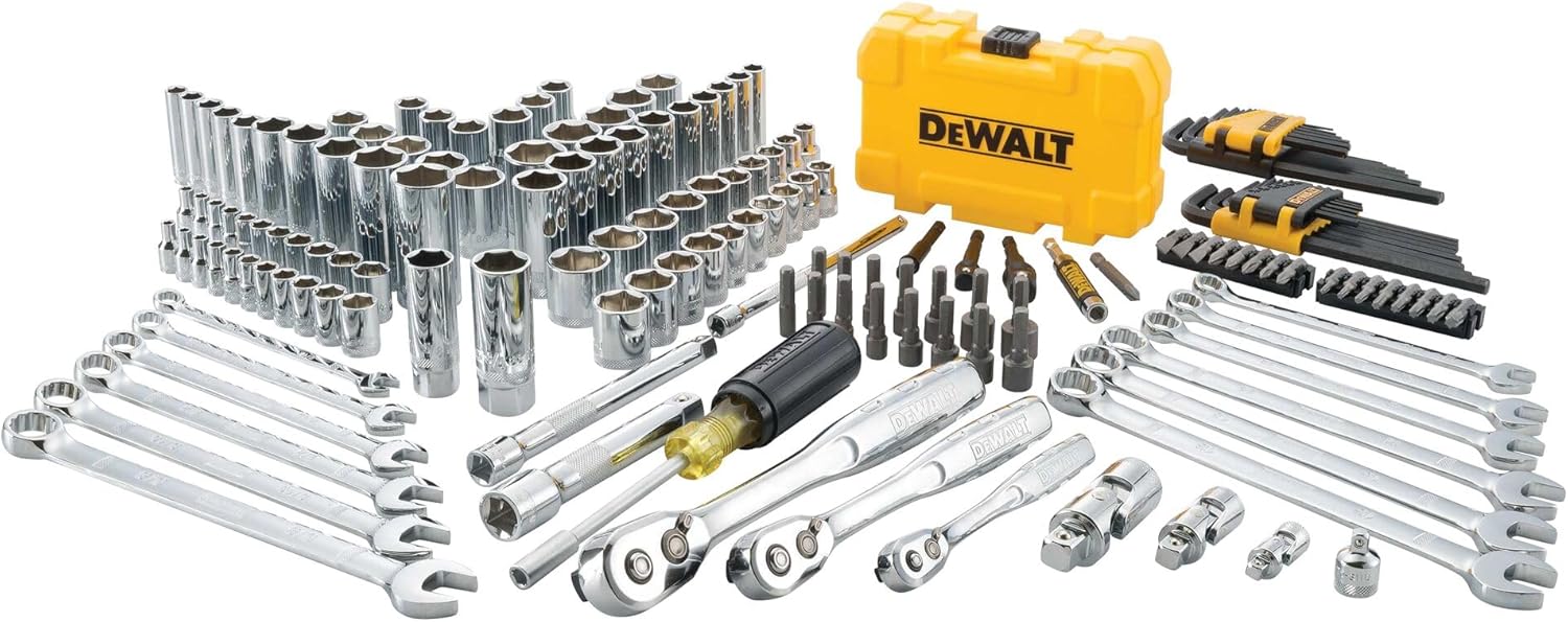 DEWALT Mechanics Tools Kit and Socket Set, 142-Piece, 1/4 & 3/8 Drive, MM/SAE (DWMT73802)