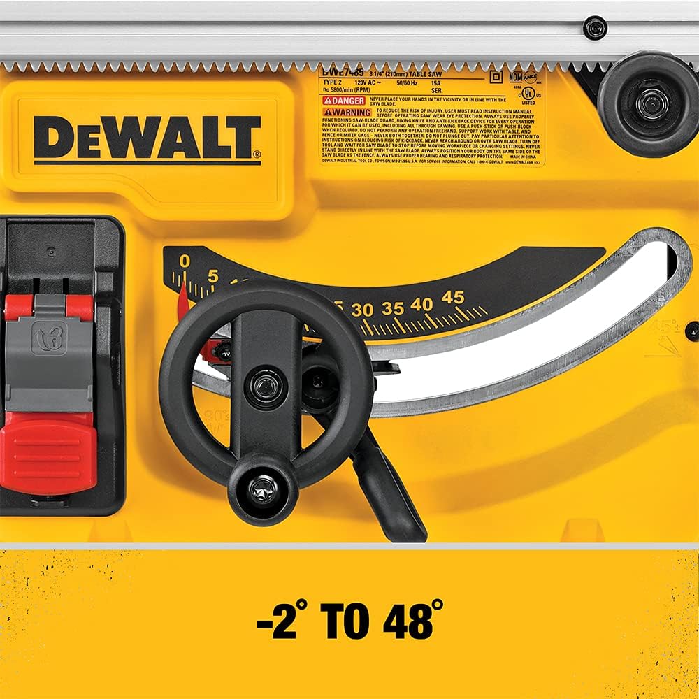 DEWALT Table Saw for Jobsites, 8-1/4 Inch, 15 Amp (DWE7485)