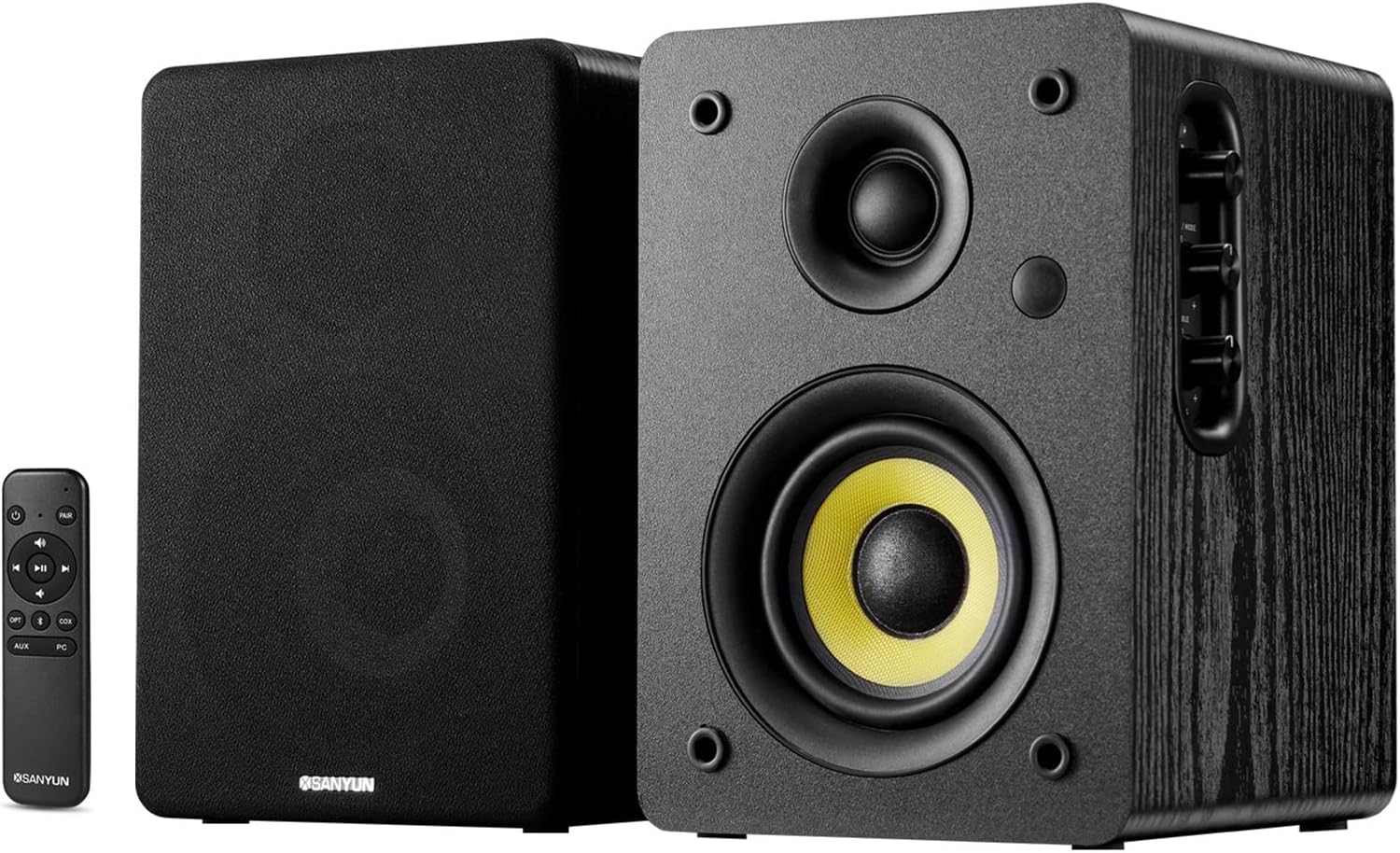 SW208 3 Active Bluetooth 5.0 Bookshelf Speakers – 60W Carbon Fiber Speaker Unit - Built-in 24bit DAC Dynamic 3D Surround Sound 2.0 Computer PC Monitor Gaming (Pair, White)
