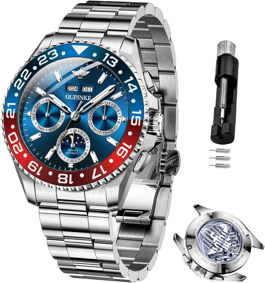 OUPINKE Men's Automatic Watch Self Winding Mechanical Luxury Wrist Watch Sapphire Crystal Tungsten Steel