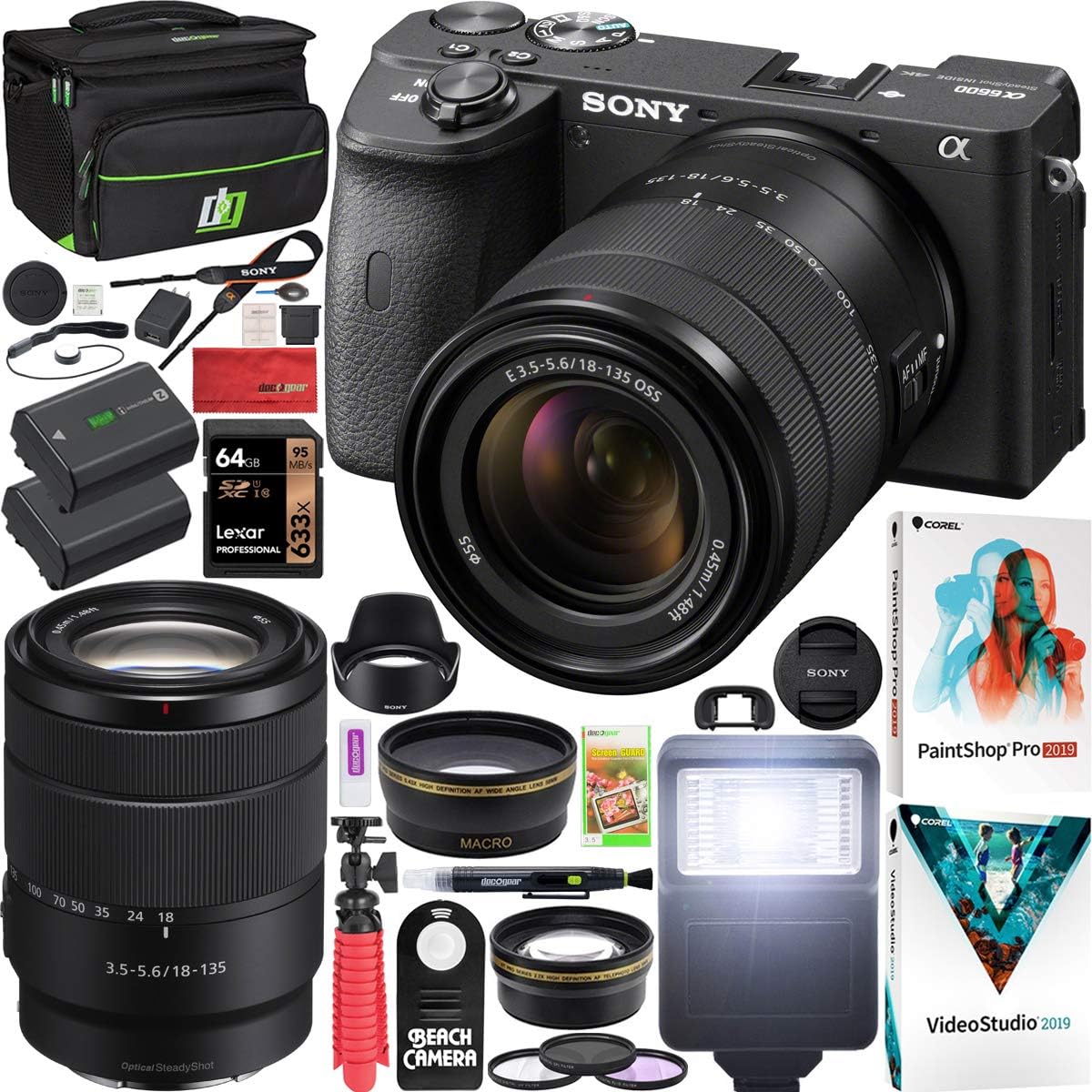 Sony a6600 Mirrorless Camera 4K APS-C Body Only Interchangeable Lens Camera ILCE-6600B | Official Sony USA Partner Model | Bundle with Deco Gear Case + Extra Battery + Wireless Remote + 64GB Card
