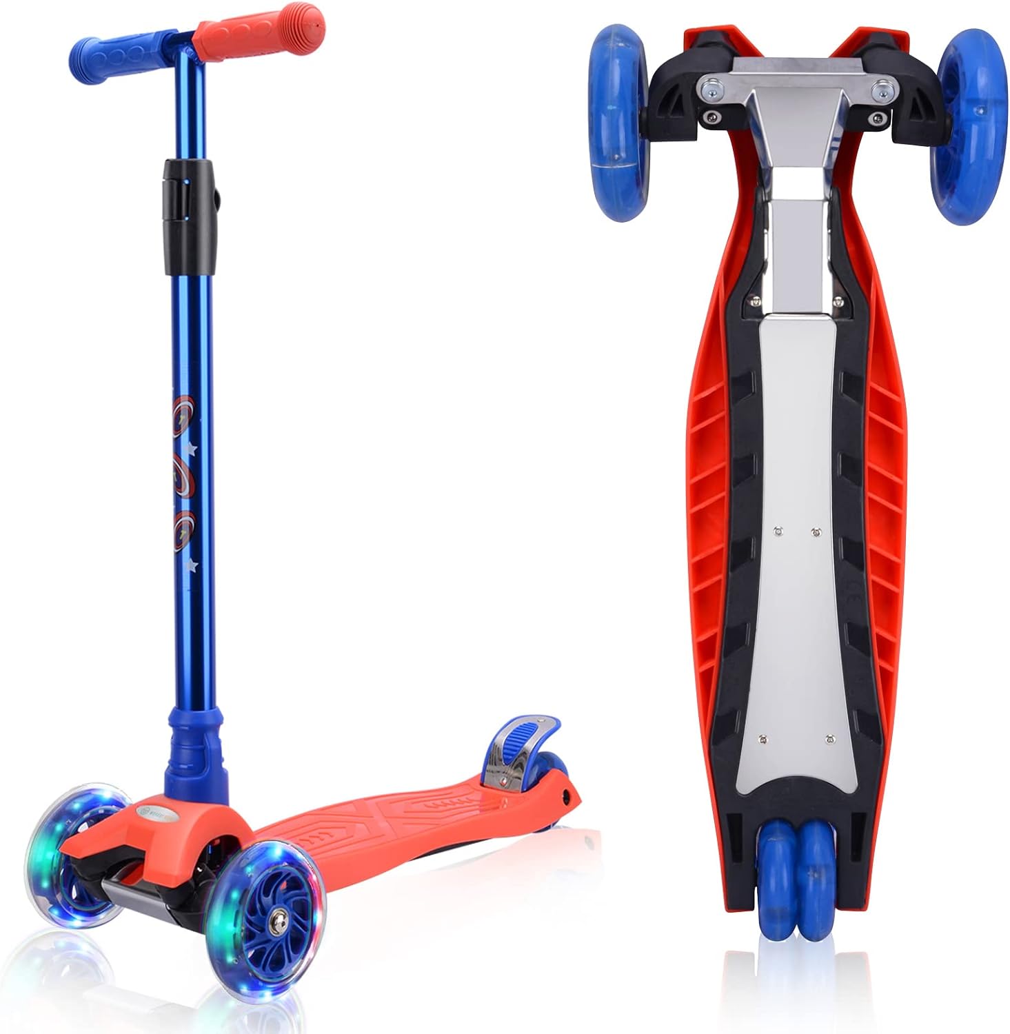 3 Wheel Scooter for Kids Ages 6-12,Kids Scooter with Light Up Wheels, Sturdy Deck Design, and 4 Height Adjustable Suitable for Kids Ages 3-12