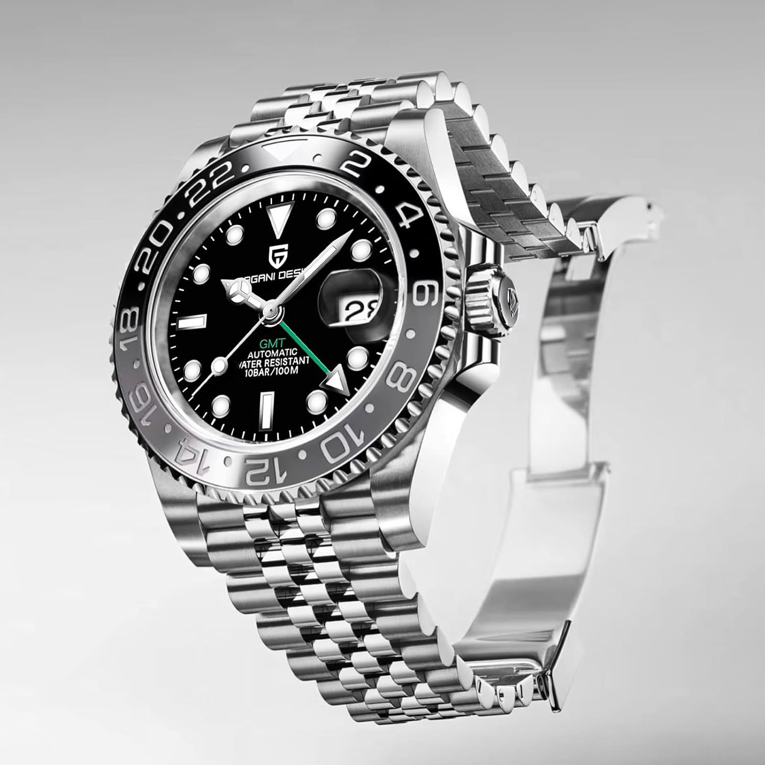 Men Watch Pagani Design GMT Watches for Men Automatic 40MM Date 100M Waterproof Stainless Steel Sapphire Glass Mechanical Wristwatches PD-1662