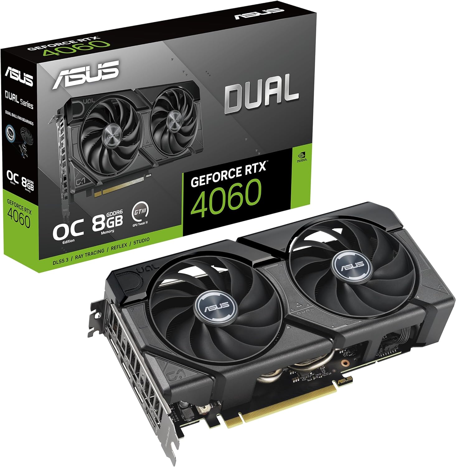 ASUS Dual NVIDIA GeForce RTX 3060 V2 OC Edition 12GB GDDR6 Gaming Graphics Card (PCIe 4.0, 12GB GDDR6 Memory, HDMI 2.1, DisplayPort 1.4a, 2-Slot, Axial-tech Fan Design, 0dB Technology)