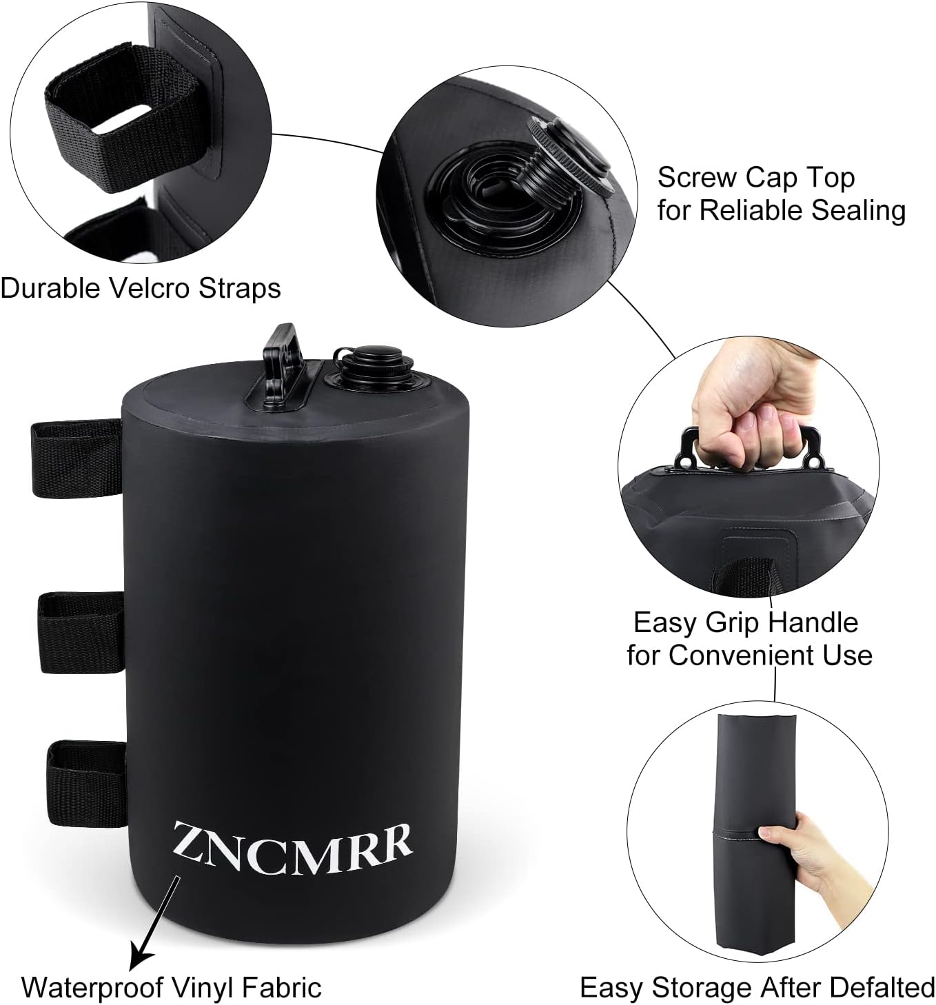 Canopy Water Weight Bag, 220LBS Water Tent Weights Set of 4 Leg Weights for Pop Up Canopy, Tent, Gazebo, Black