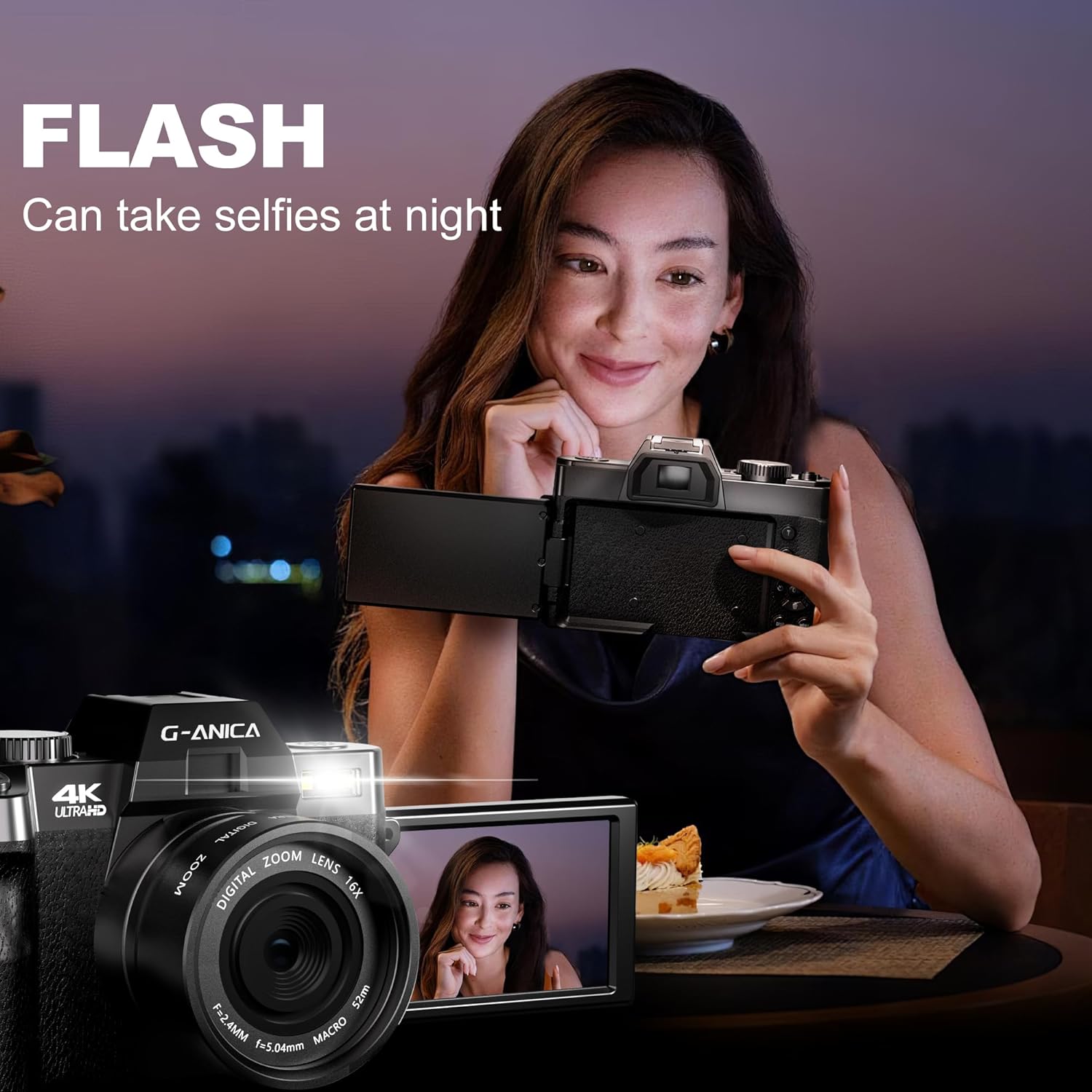 G-Anica Digital Camera, 48MP Cameras for Photography with WiFi & App Control, 4K Vlogging Camera for YouTube,Compact Camera,Perfect for Entry-Level Users and Beginners with Macro&Wide Lens-32GB Card