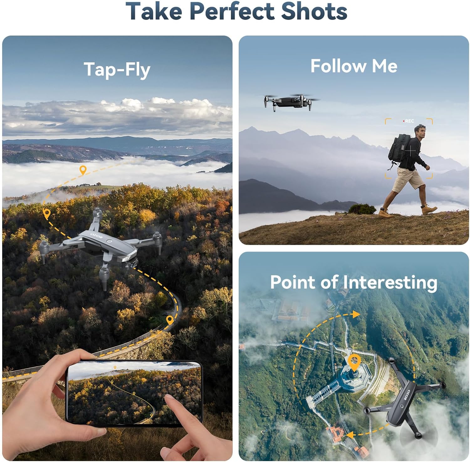 RC Viot Drone GPS con cámara para adultos 4K con motores sin escobillas, retorno automático a casa, largo tiempo de vuelo y distancia, transmisión WiFi 5G, dron FPV inteligente RC Quadcopter para