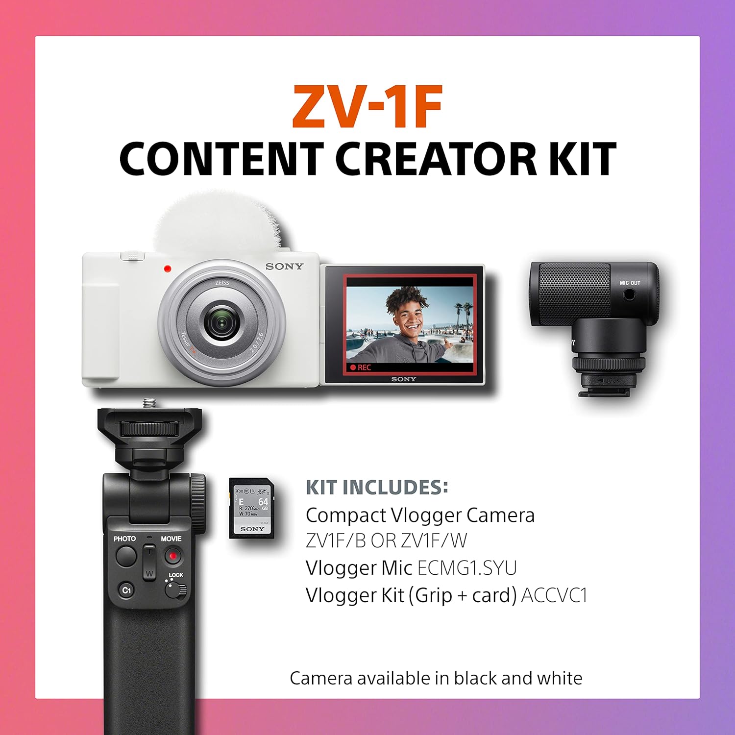 Sony ZV-1F Vlog Camera for Content Creators and Vloggers Black